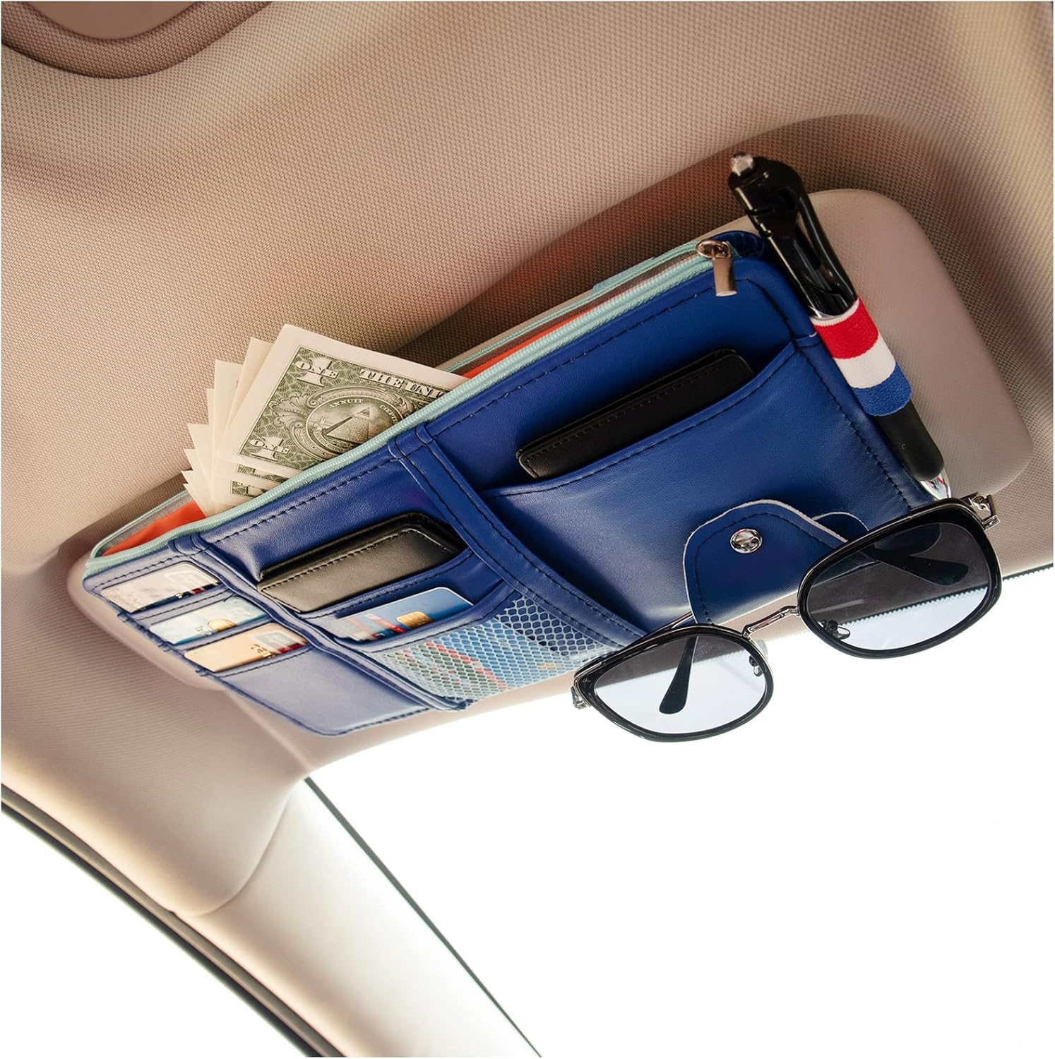 KIVMTAR Car Sun Visor Organizer Sunglasses Holders for Car