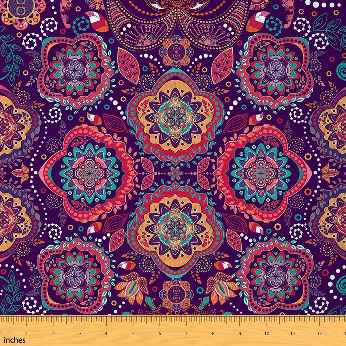 Mandala Fabric by The Yard, Boho Floral Upholstery Fabric