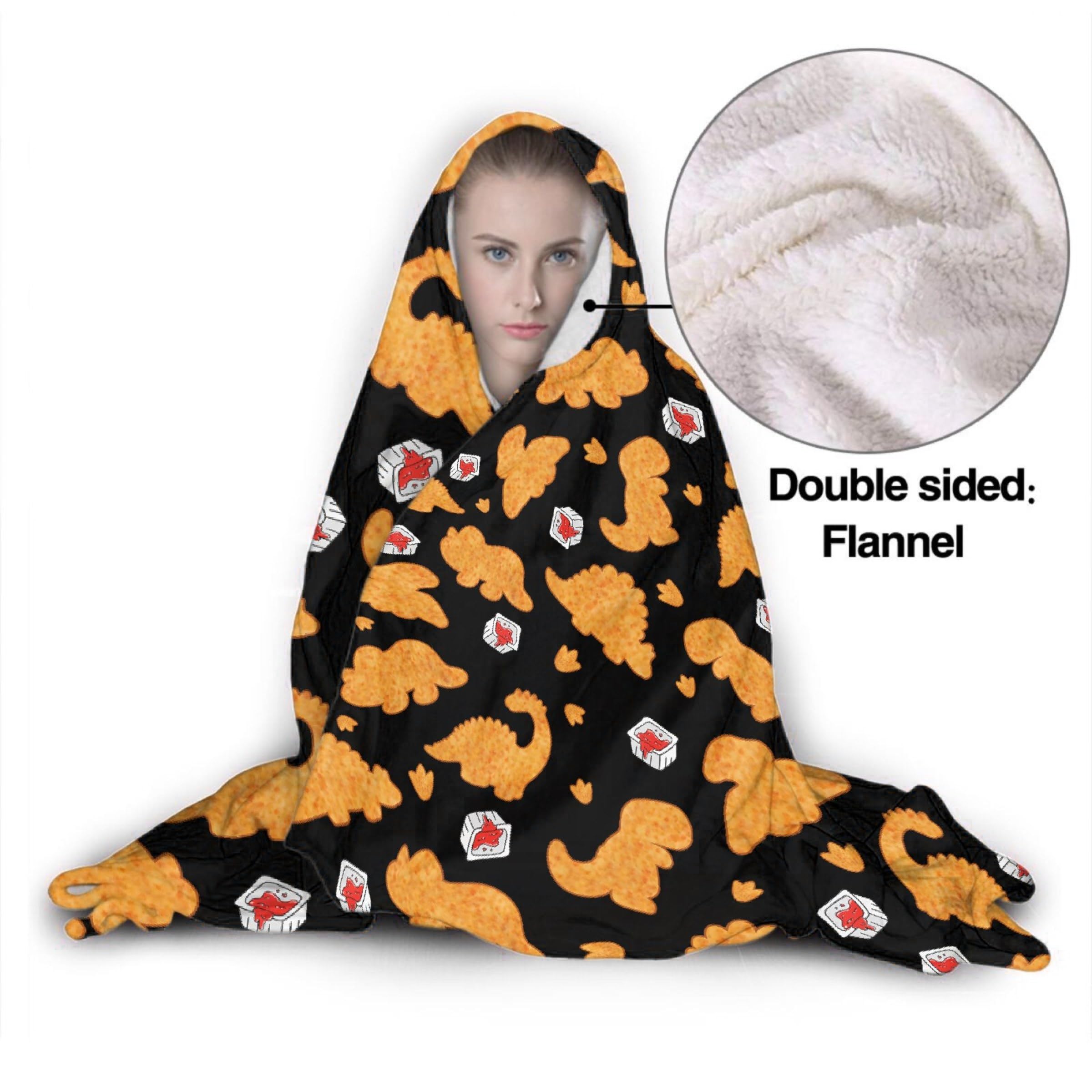 Chicken Nugget Blanket - Ultra Soft Dino Nugget Wearable Blanket for Kids - Funny Food Hoodie Blanket Decor - Chicken Nuggets Hooded Blanket Novelty Gift for Boys Girls,60