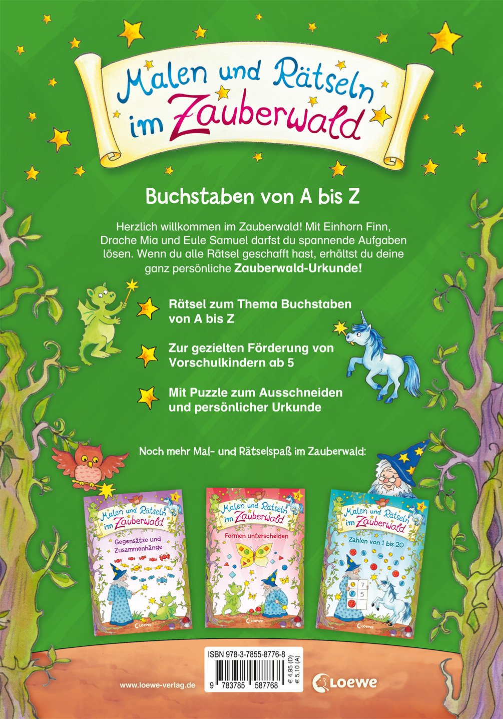 Malen und Rätseln im Zauberwald - Buchstaben von A bis Z: Buchstaben lernen leicht gemacht: Mit dem Lernspielen für Kinder ab 5 Jahre