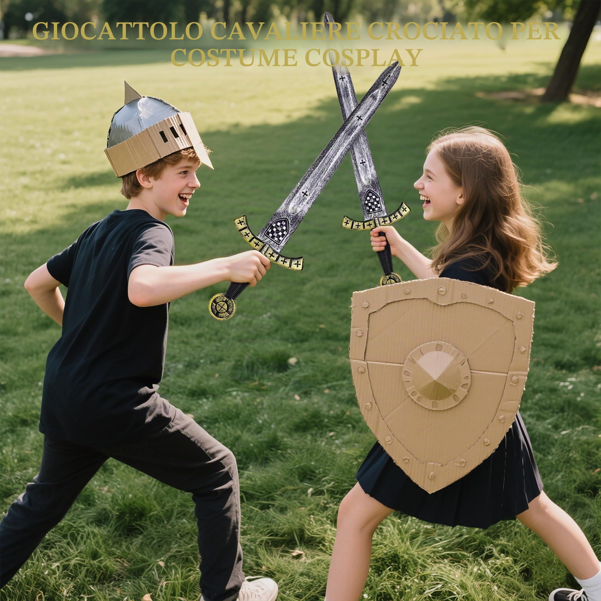 Spada giocattolo medievale crociata spada cavaliere romano guerriero costume puntelli di scena falsi spada di plastica per adulti per carnevale Halloween cosplay (1 pezzo)