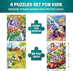 Quokka 60 Puzzles pour enfants de 5 à 8 ans - Ensemble de 4 Puzzles pour les enfants de 4-6-10 ans - Zoo vert - Jouets Eden pour les enfants 5-7 ans - Cadeaux Garçons & Version pour filles II