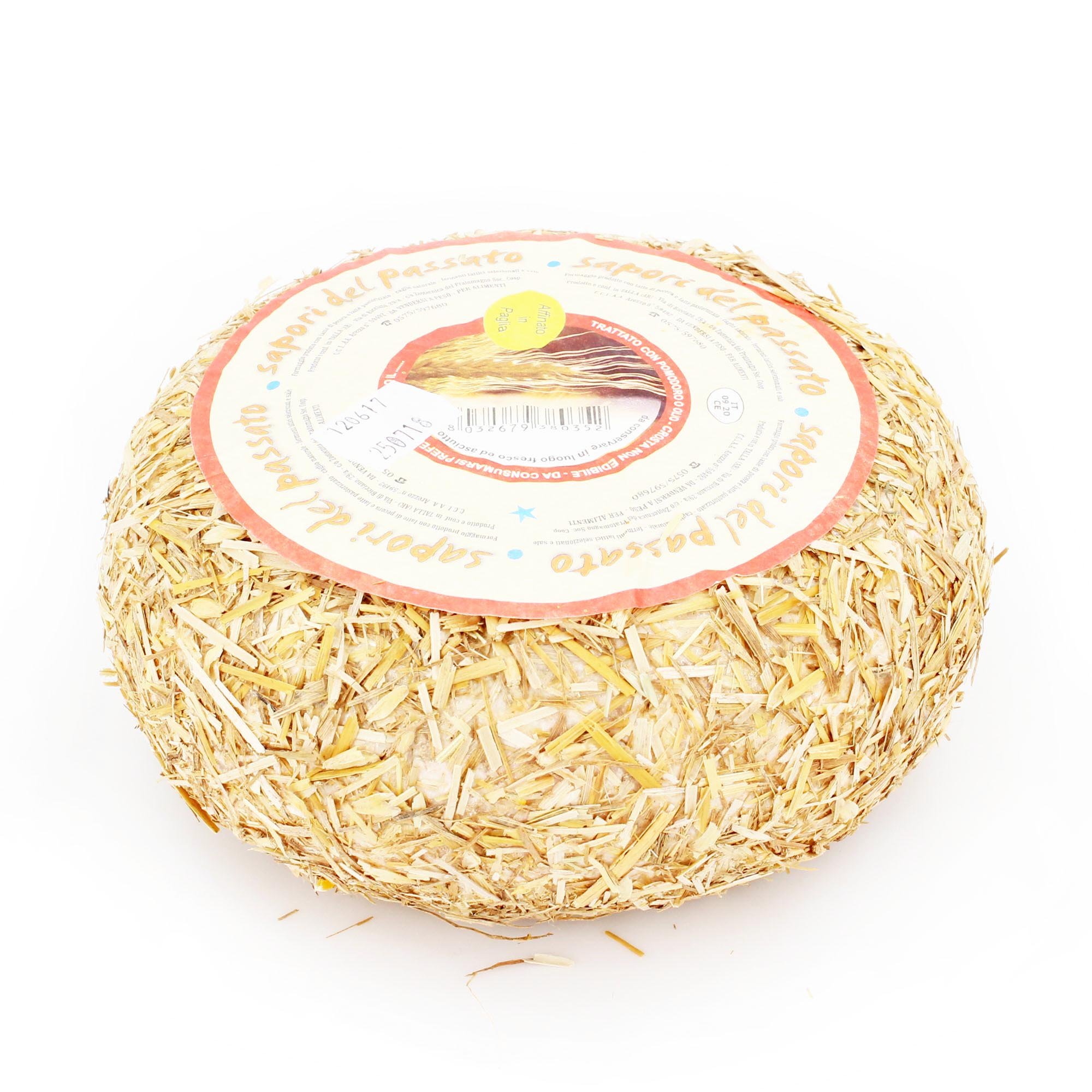 Ganzer Käselaib 1,5 kg - PAGLIERINO - PECORINO TOSCANO DOP aus CASENTINO - Im HEURINDE gereift - 6 MONATE - Käse aus BERGSCHAFMILCH - Direkt aus Italien