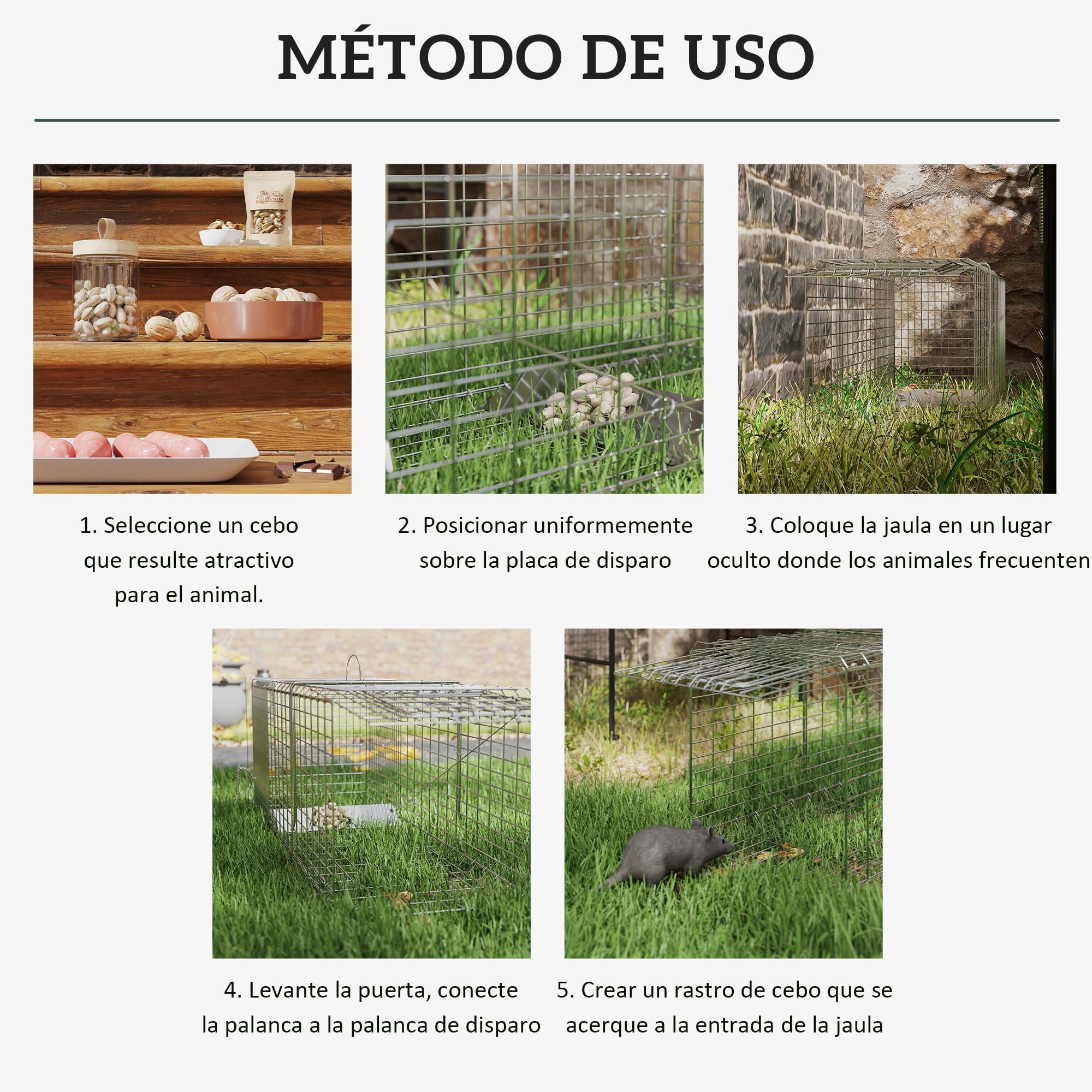 Outsunny Trampa para Animales Vivos Plegable 93x31x34,5 cm Jaula de Captura de Alambre con Puerta y Asa para Conejos Ratas Roedores Plata