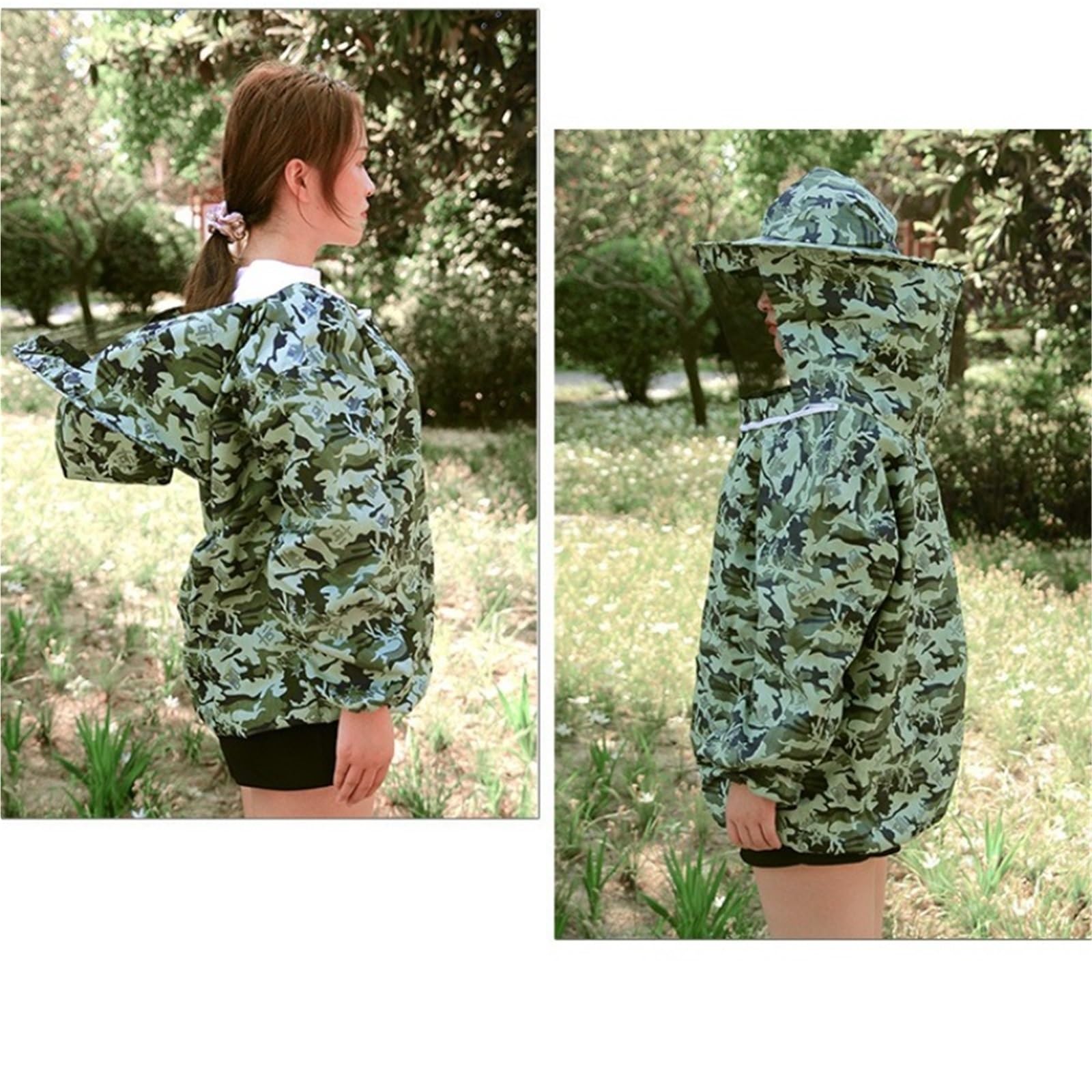 Traje de apicultura plegable, chaqueta y velo, traje protector de apicultura con doble cremallera, ropa de apicultor con sombrero(Bright green)