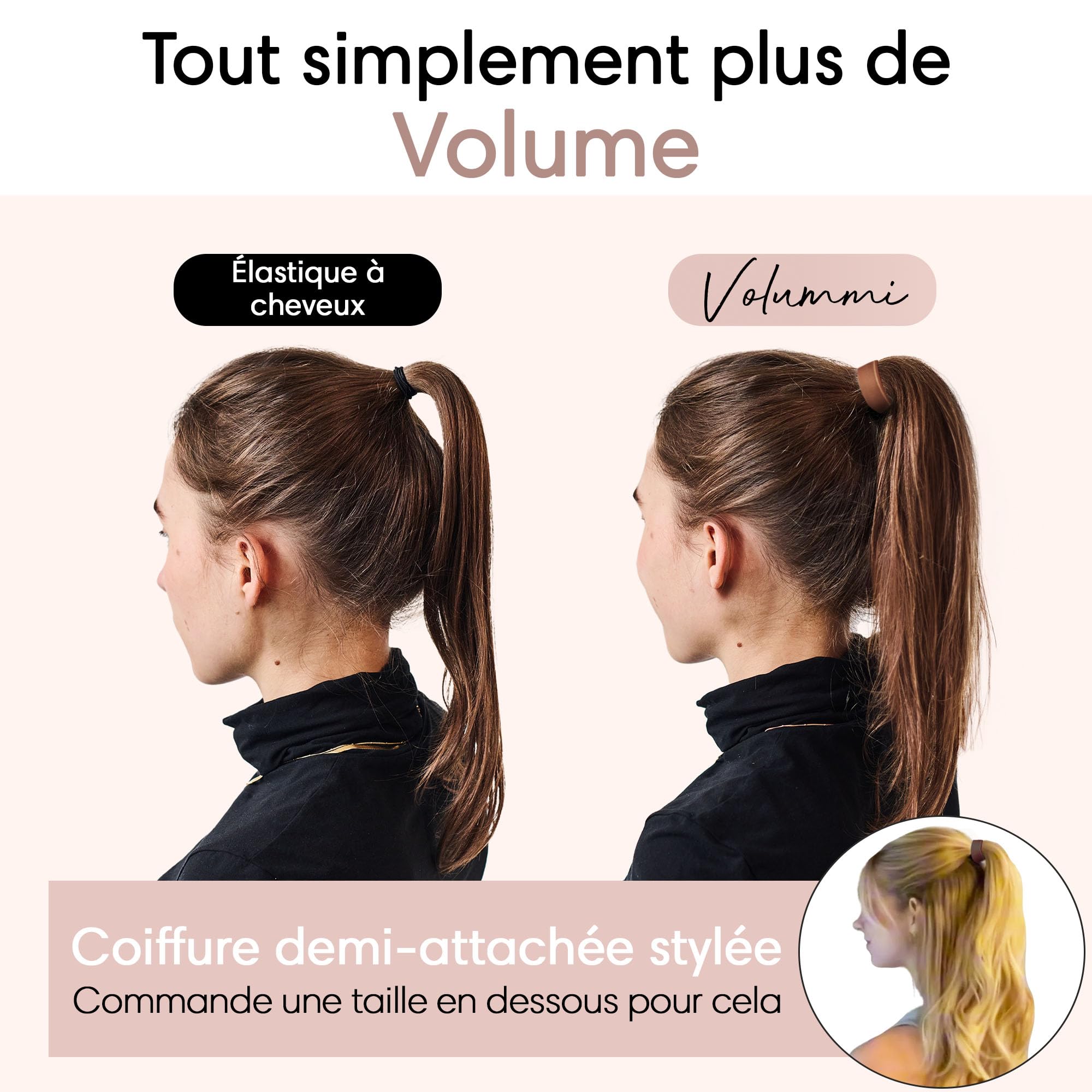Chouchou à cheveux - Élastique tressé innovant pour visiblement plus de volume dans la queue de cheval - Maintien solide et doux pour les cheveux - Fabriqué en Allemagne - Bronze Glow M pour