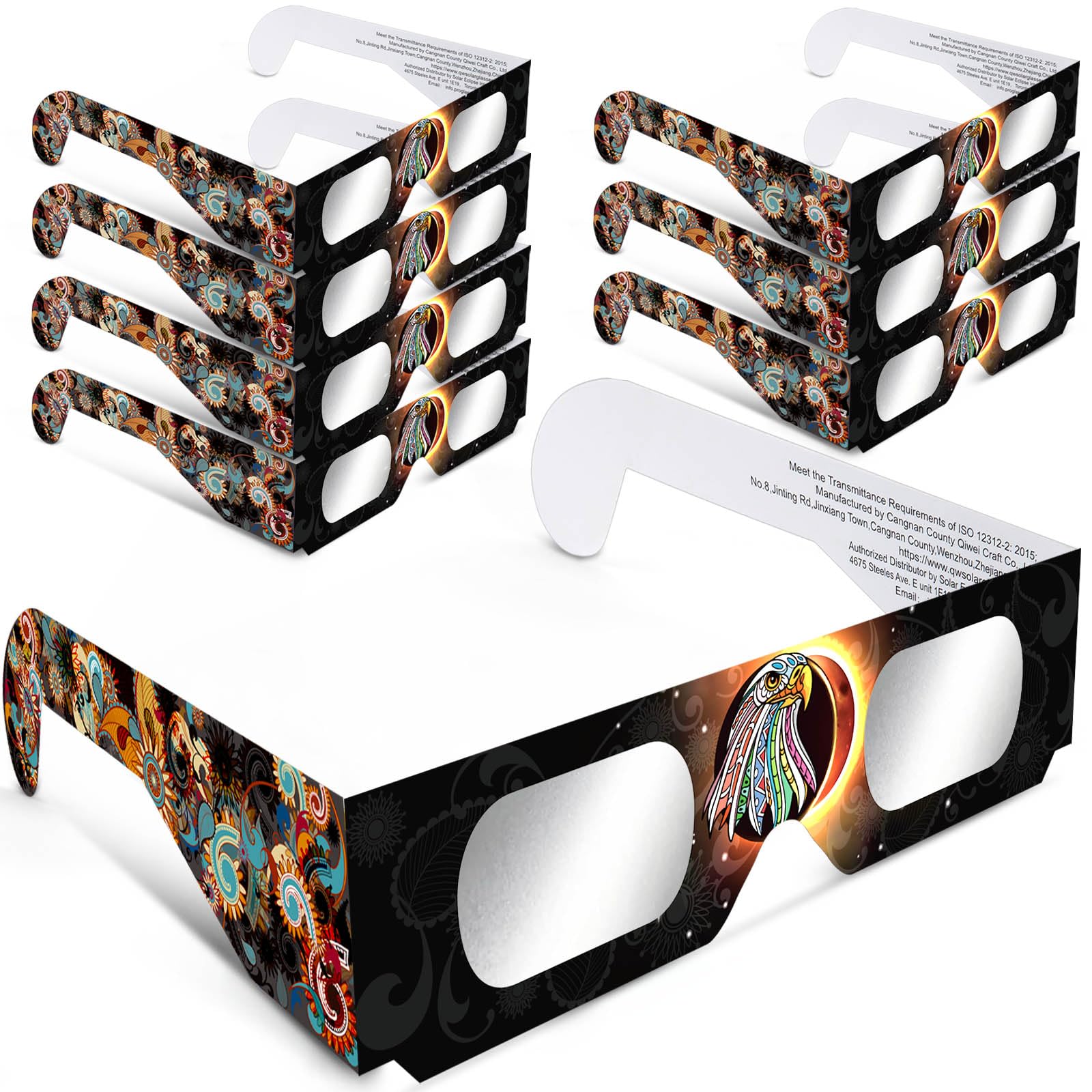 8 Pack Solar Eclipse Glasses 2024 Approved ISO 12312-2:2015(E)&CE Certified Safe Shades for Direct Solar Eclipse Viewing AAS Recommended List October 2, 2024, South American