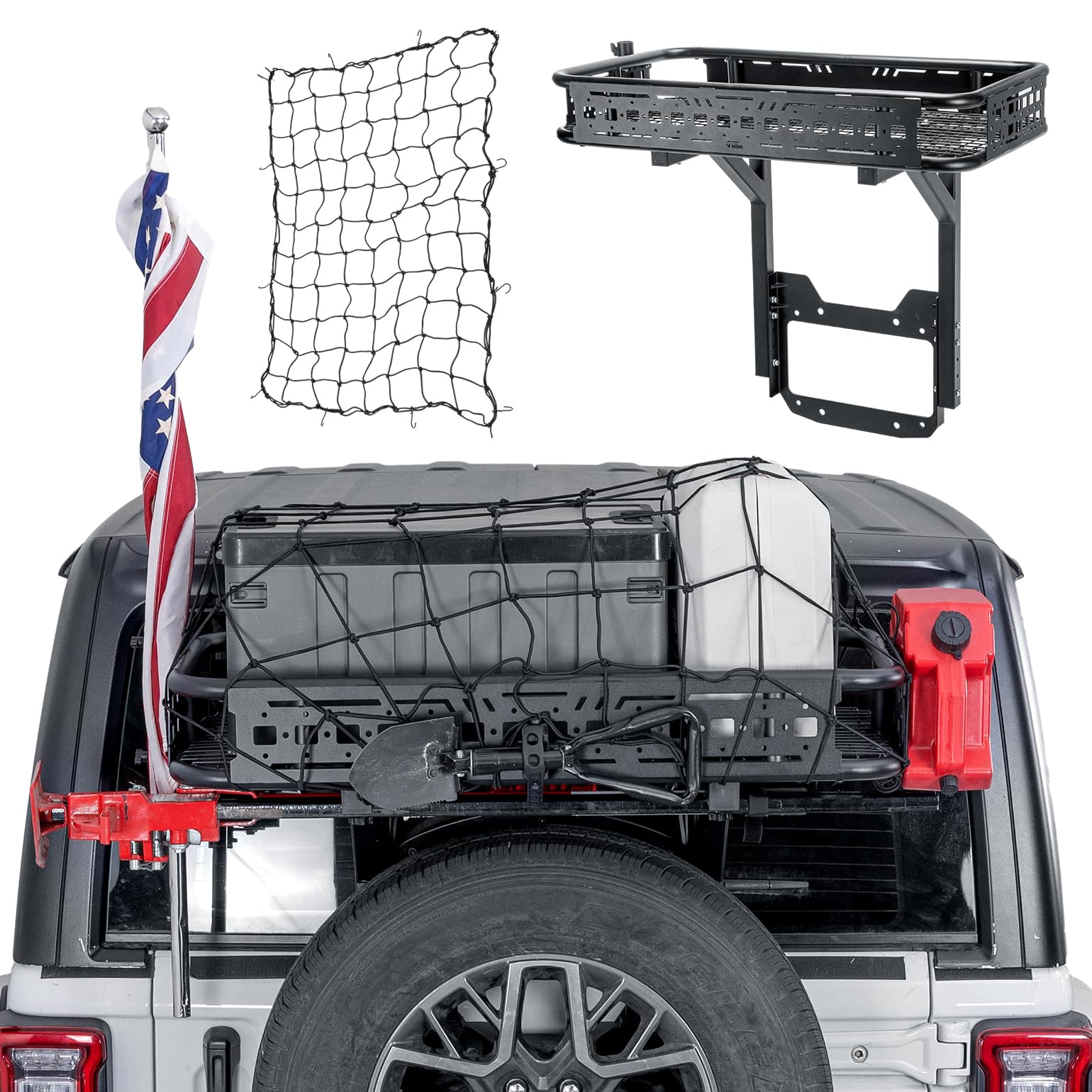 Photo 1 of JOYTUTUS Rear Cargo Basket for Wrangler JL/JLU (Black)