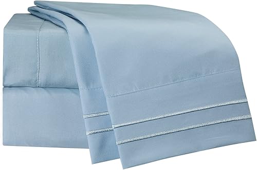 Clara Clark Supreme 1500 Collection - Juego de sábanas de 3 piezas, tamaño individual (individual), color azul claro aguamarina (75 x 39 pulgadas,