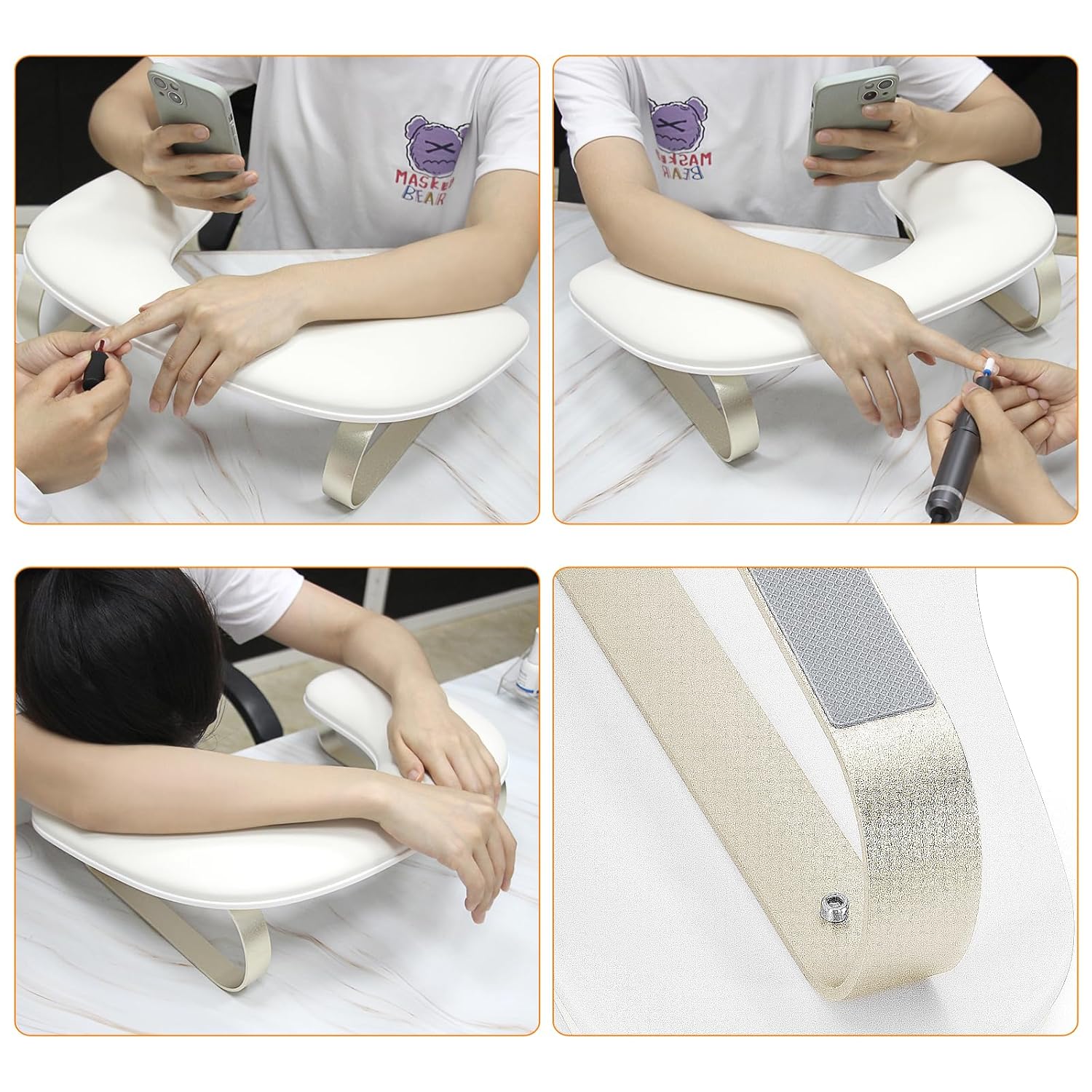 Arm Rest for Nails Tech Upgraded 10° Inclined, U-Shaped Manicure Nail Arm Rest Stand, Nail Armrest for Nail Tech Hand Rests with Aluminum Alloy Holder Non-Slip