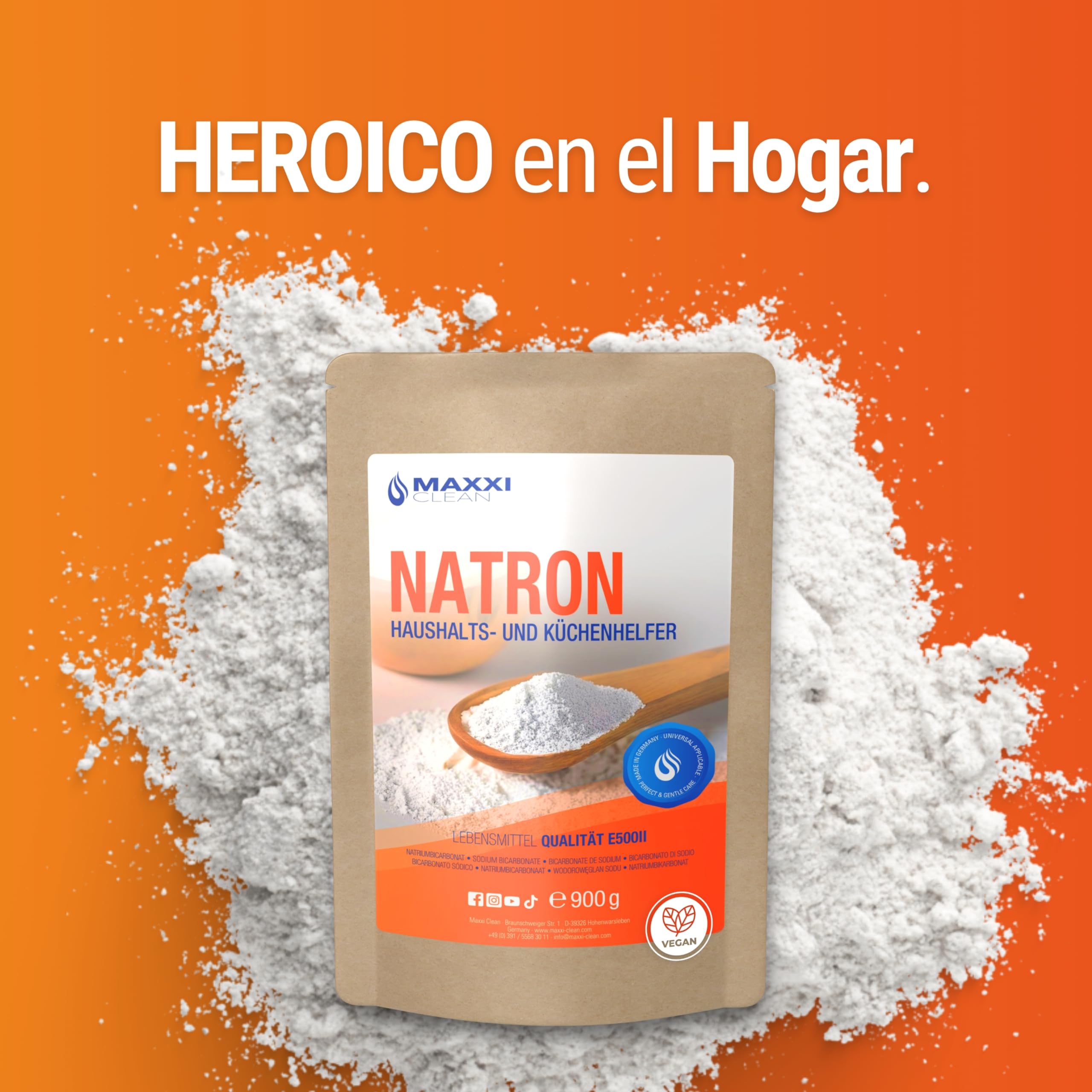 Maxxi Clean bicarbonato de sodio 900 g polvo para cocina hogar limpiar hornear grado alimenticio