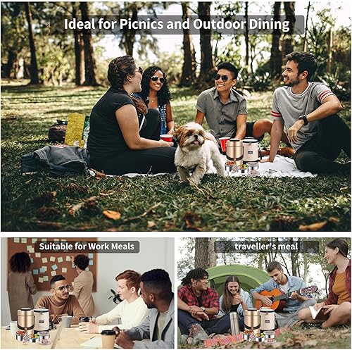 Miniatura 6 de Termo mejorado de 67 onzas para comida caliente, termo apilable de 3 capas, tarro de sopa con bolsa aislante, ideal para oficina, comidas al aire