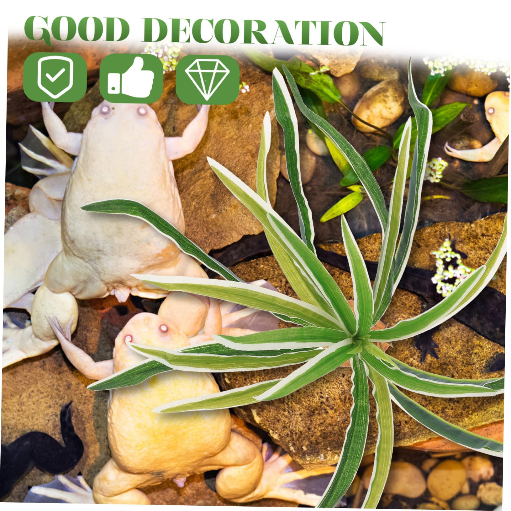 Angoily 4piezas Planta Artificial para Terrario De Reptiles Decoración De Acuario Verde Simulación De Planta para Habitat De Tortugas y Lagartos para Decorar Terrarios y Criaderos De