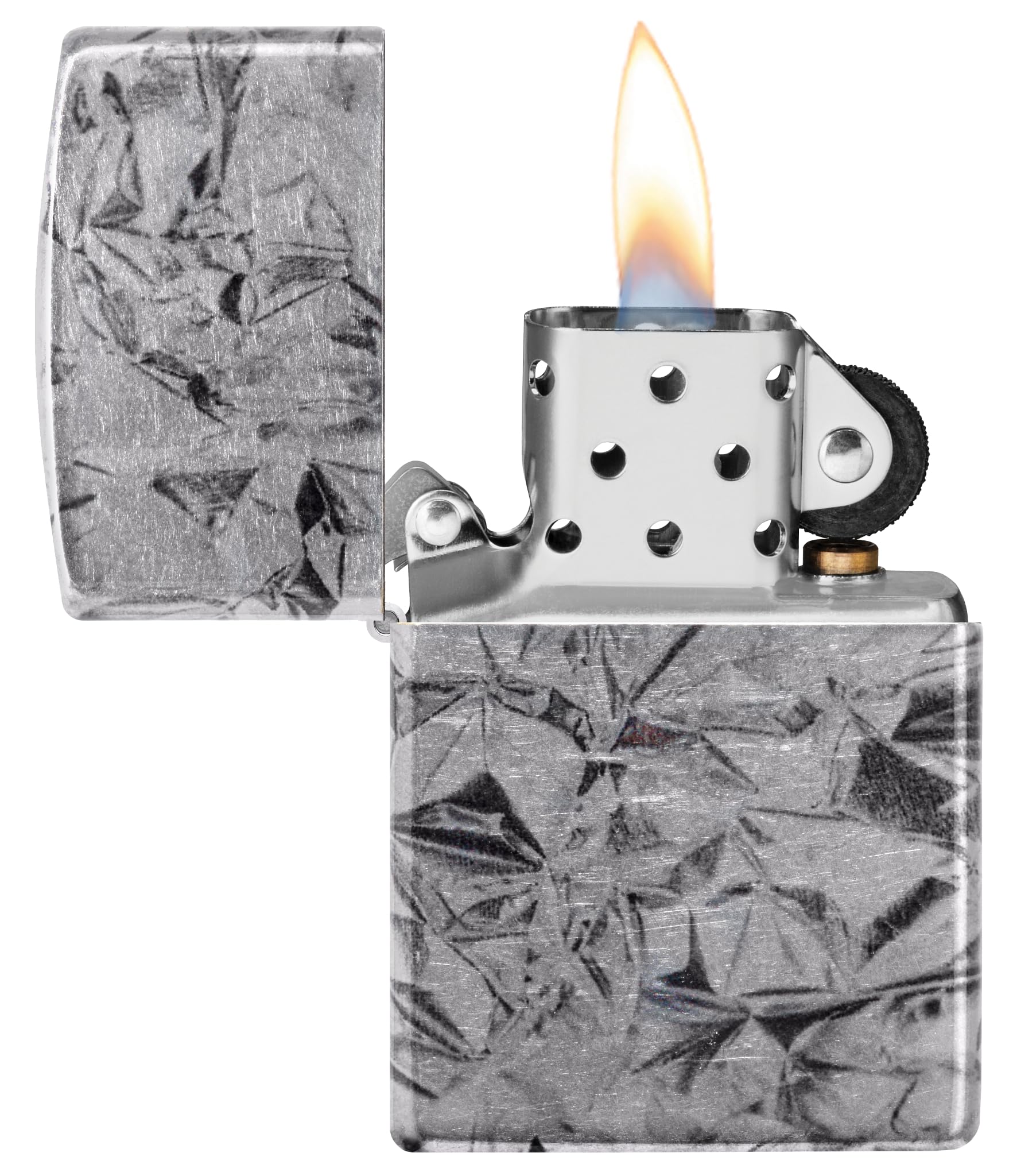 Zippo Sturmfeuerzeug - Aluminum foil, 540° Tumbled Chrome, Fusion - Nachfüllbar - Wiederverwendbar - Windfestes Design - Geschenkbox - Made in USA