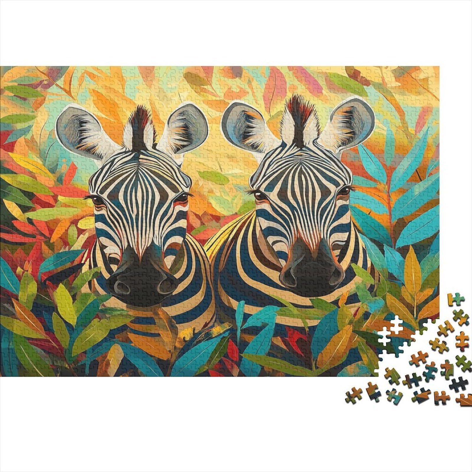 Zebra Tropical Leaves Puzzle 1000 Piece Jigsaw Adult Wall Decor