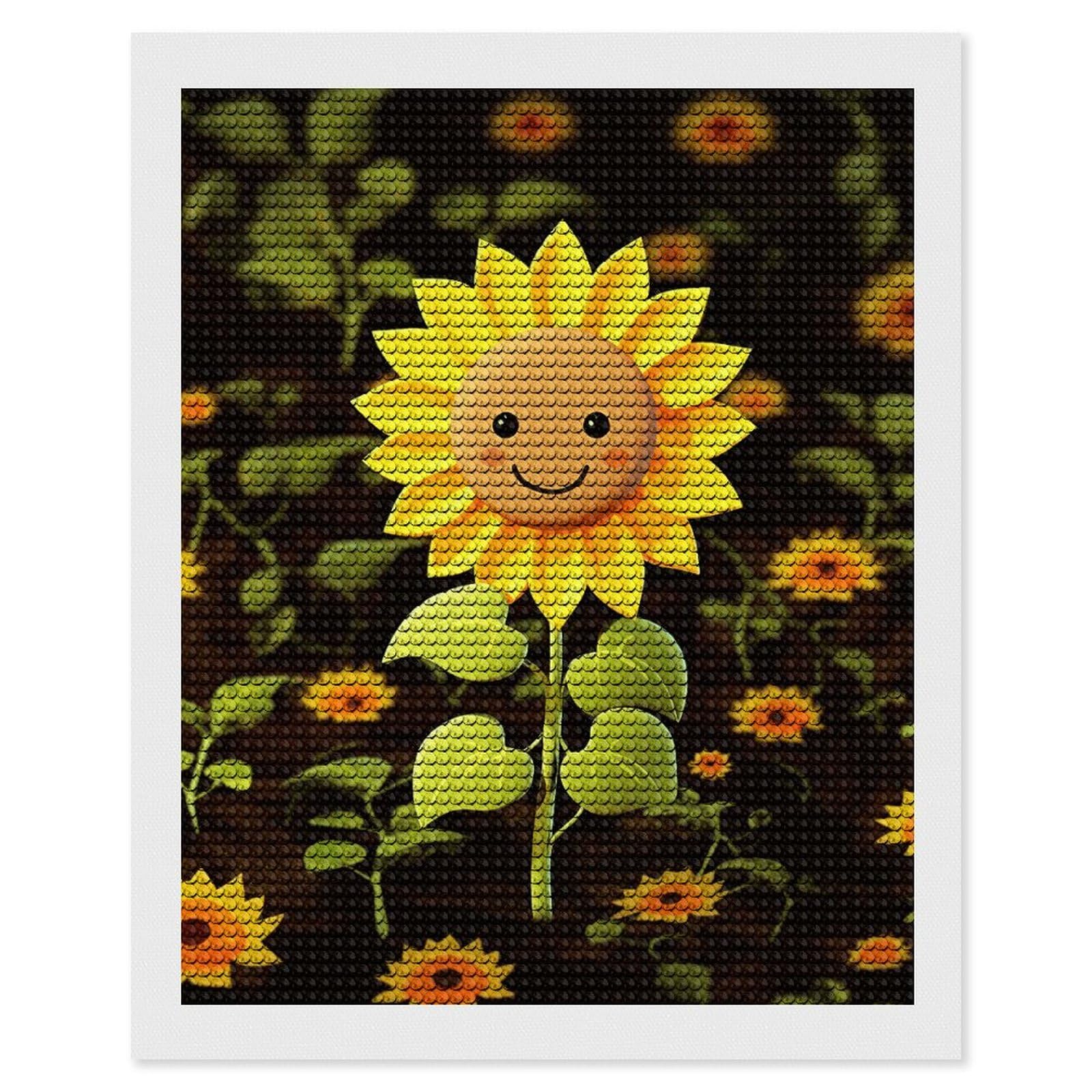 NONHAI Diamond Painting Kits for Adults - DIY Diamond Art Kits for Beginners - Full 5D Paint Drill Diamond Dots Paintings- Cute Sunflower Diamonds Pictures Gem Art and Craft Wall Decor 16"x20"
