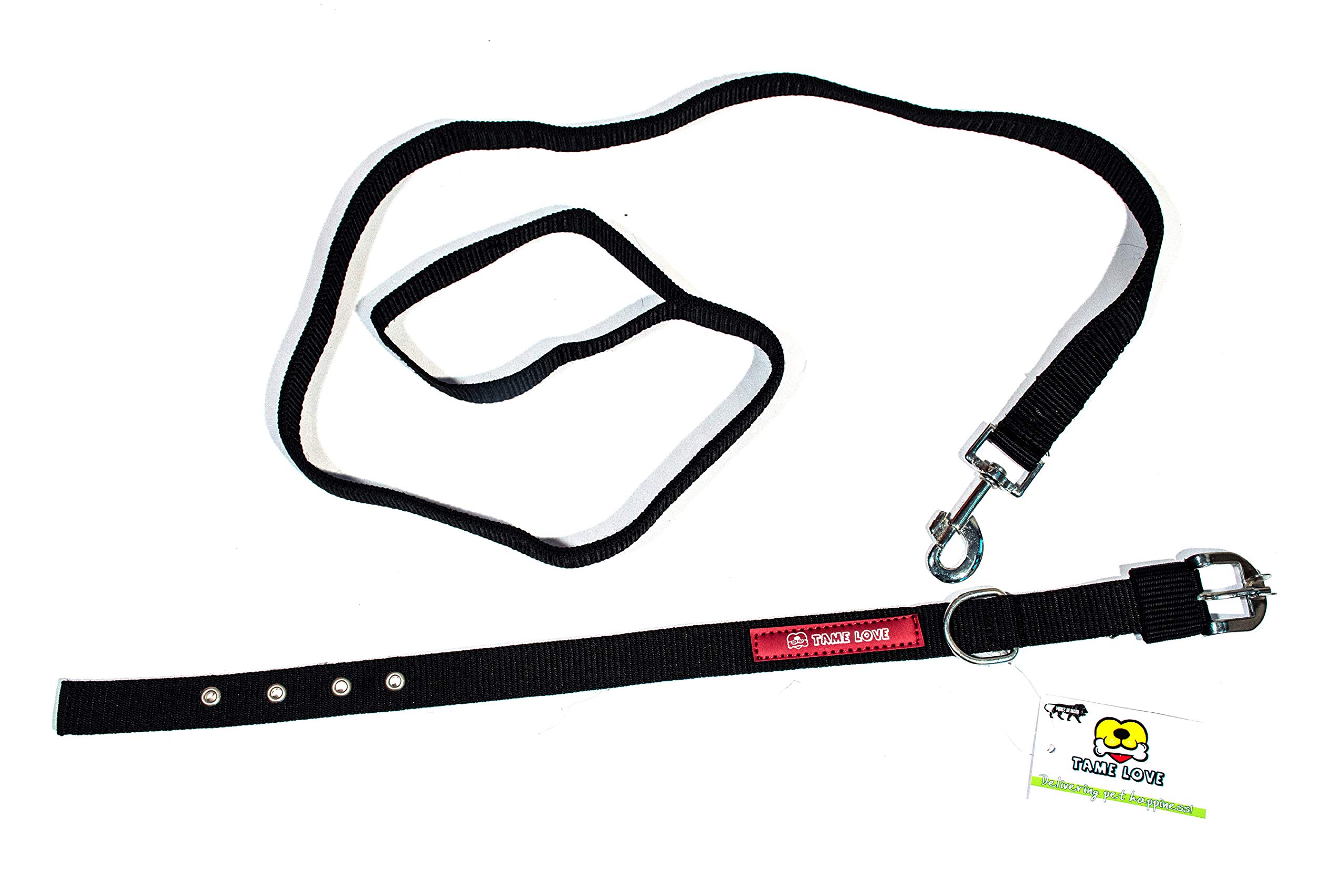 Tame Love™ Combo Pack of Plain Choke Free and Pulling Free Padded Easy Control Adjustable Dog Collar Belts and Leash Set for Heavy Dogs of All Breeds (Black) (B08F9KF8JV) Amazon Price History, Amazon Price Tracker