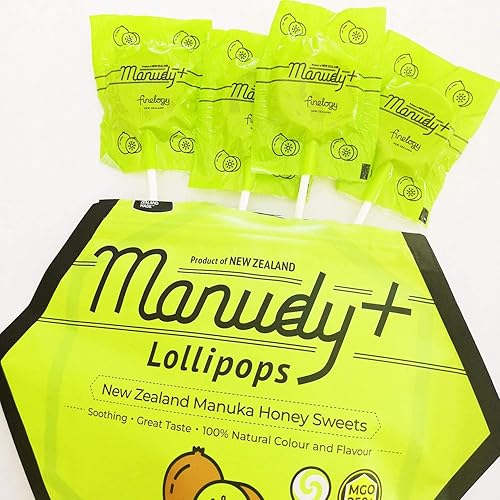 Miniatura 3 de Manudy+ Paletas de dulces de miel de Manuka de Nueva Zelanda MGO250+ sabor a frutas naturales 12 paletas (Kiwi)