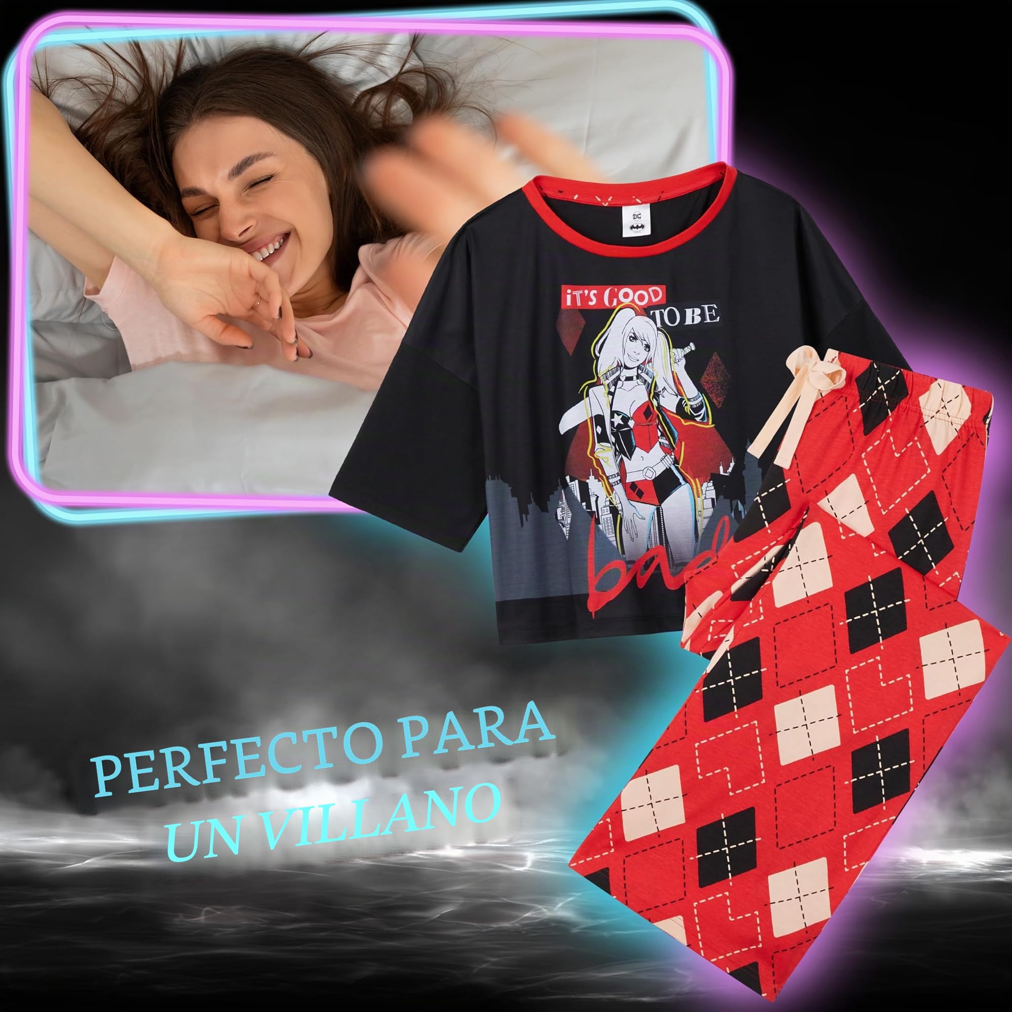 DC Comics Harley Quinn Pijama Largo de 2 Piezas para Mujeres - Regalo