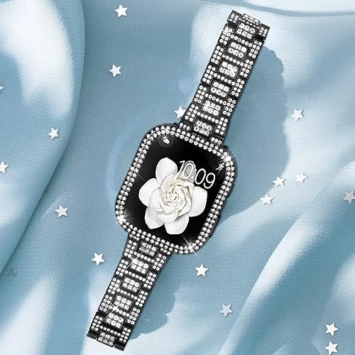 Miniatura 6 de Mosonio - Compatible con Apple Watch Band de 38mm, 40mm, 41mm, 42mm, 44mm, 45mm, 46mm, 49mm, con 2 fundas para mujer, correa de metal de repuesto