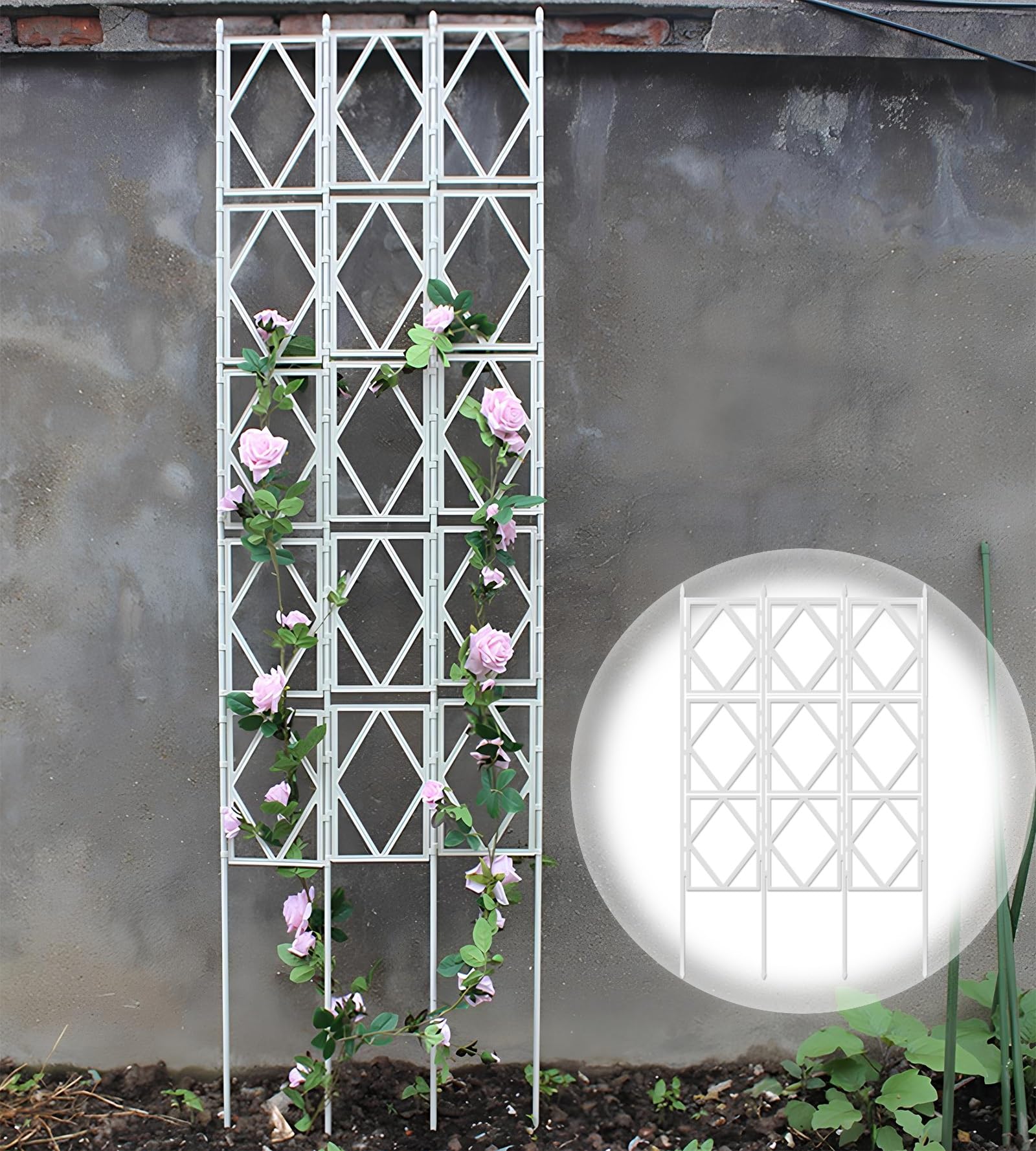LTSRLL Obélisque en Treillis De Jardin en Métal 90 Cm H X 60 Cm L ~ 220 Cm H X 60 Cm L Support De Fleurs Décoratif Installation Facile Tuteur Végétal pour Légumes, Roses Et Vignes(White,120cm/47.2in)
