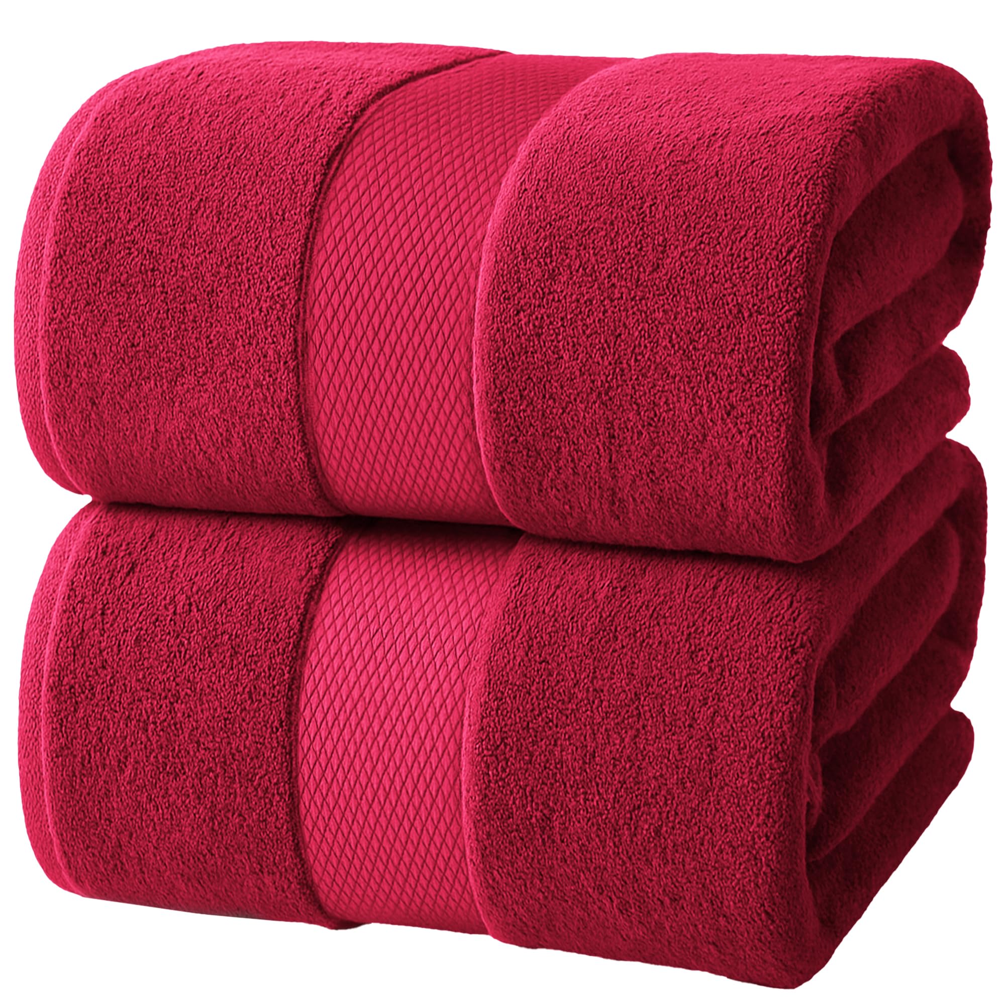 Infinitee Xclusives Premium Bath Sheets Set of 2 Extra Large Bath Towels (90x180cm), 100% Cotton Super Absorbent, Quick-Dry Bath Sheet for Hotel & Spa |Burgundy| โ image 1