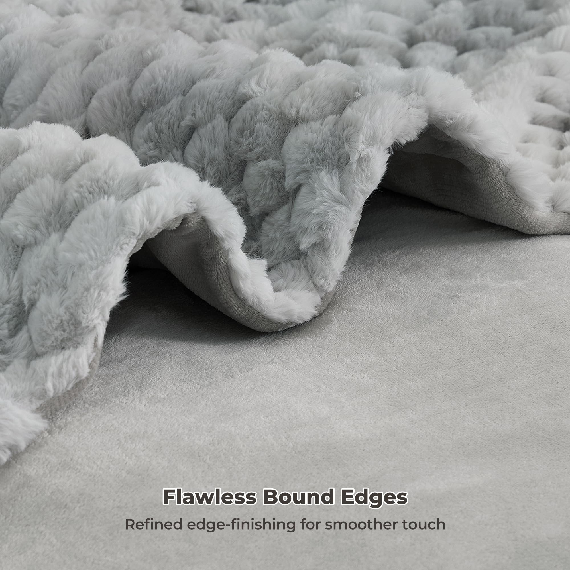 Coperta Elettrica Riscaldante 130x180 cm, Jacquard 3D a Petalo in Peluche di Coniglio & Flanella, 6 Livelli di Calore & Spegnimento Automatico 1-10H, Lavabile per Letto, Divano, Ufficio (Blu)