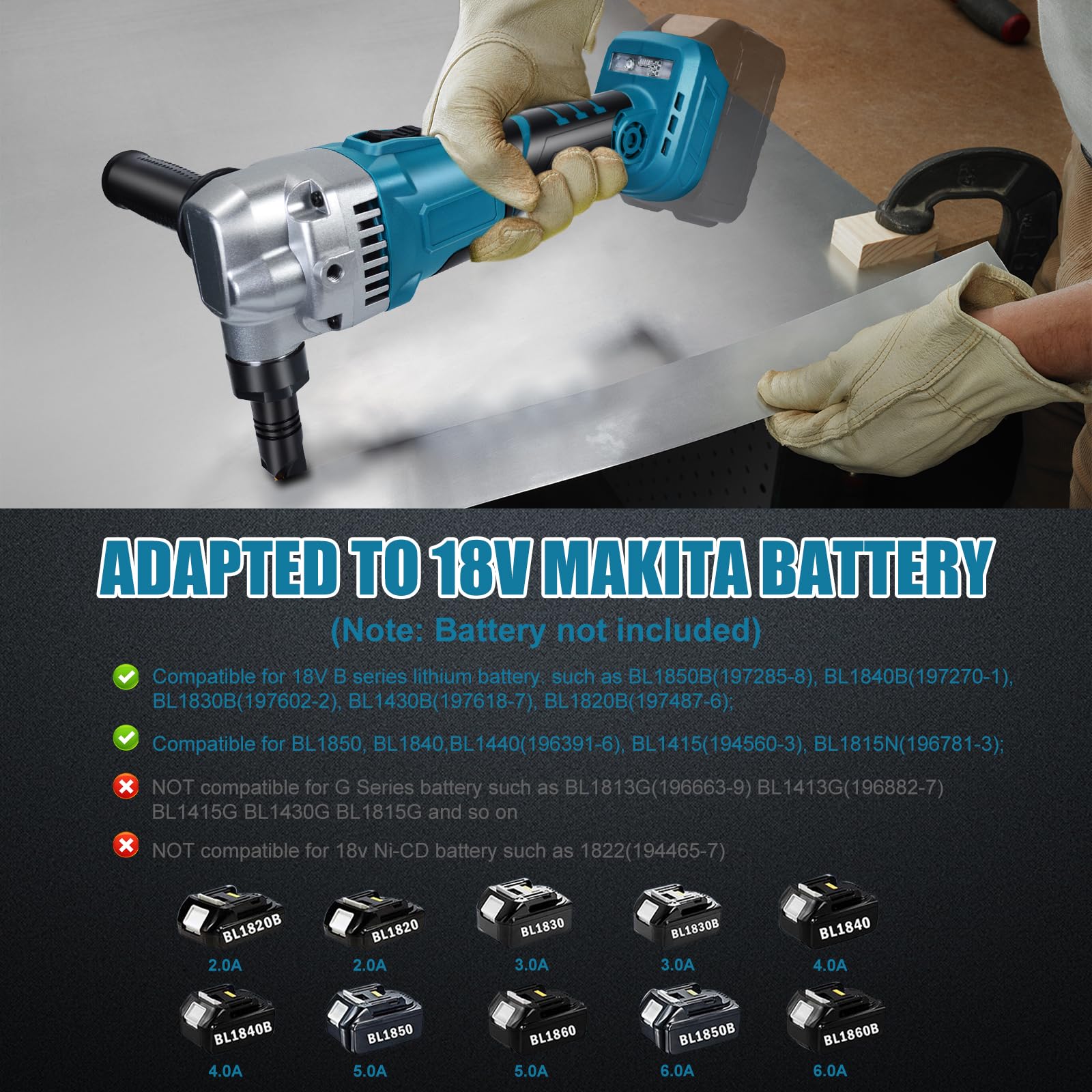 Makita 18 V grignoteuse sans fil métal cisaille électrique sans balais 950 W tête rotative coupe acier 1,6 mm