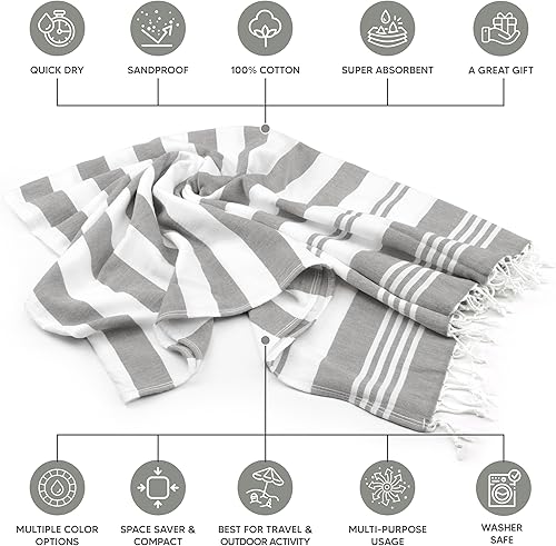 Miniatura 2 de Utopia Towels - Paquete de 4 toallas de playa turcas (40 x 72 pulgadas)  100% algodón de gran tamaño, sin arena, ligera y de secado rápido,