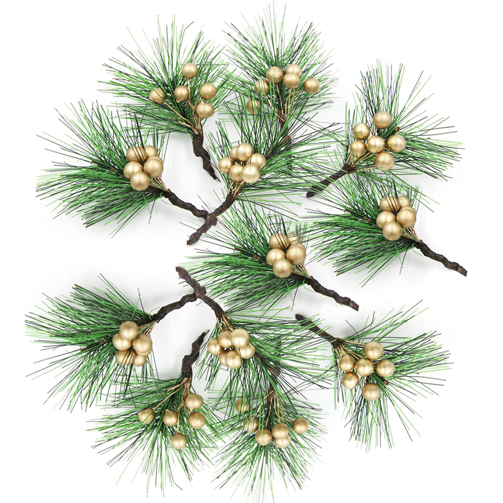 Niuirb 24 PCS Artificial Pine Berry Picks 6 CM Small Christmas Berries Stems Pine Branches Holly Berry Spray Pine Needles Stems for DIY Crafts Xmas Tree Wreaths Holiday Decor