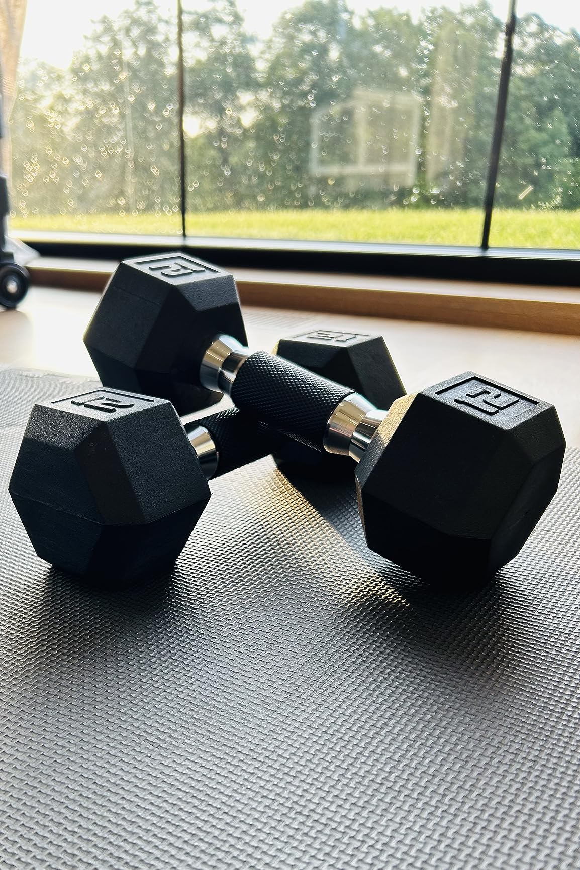 Cap Barbell Rubber Coated Hex Dumbbells, Set Of CAP Barbell 50