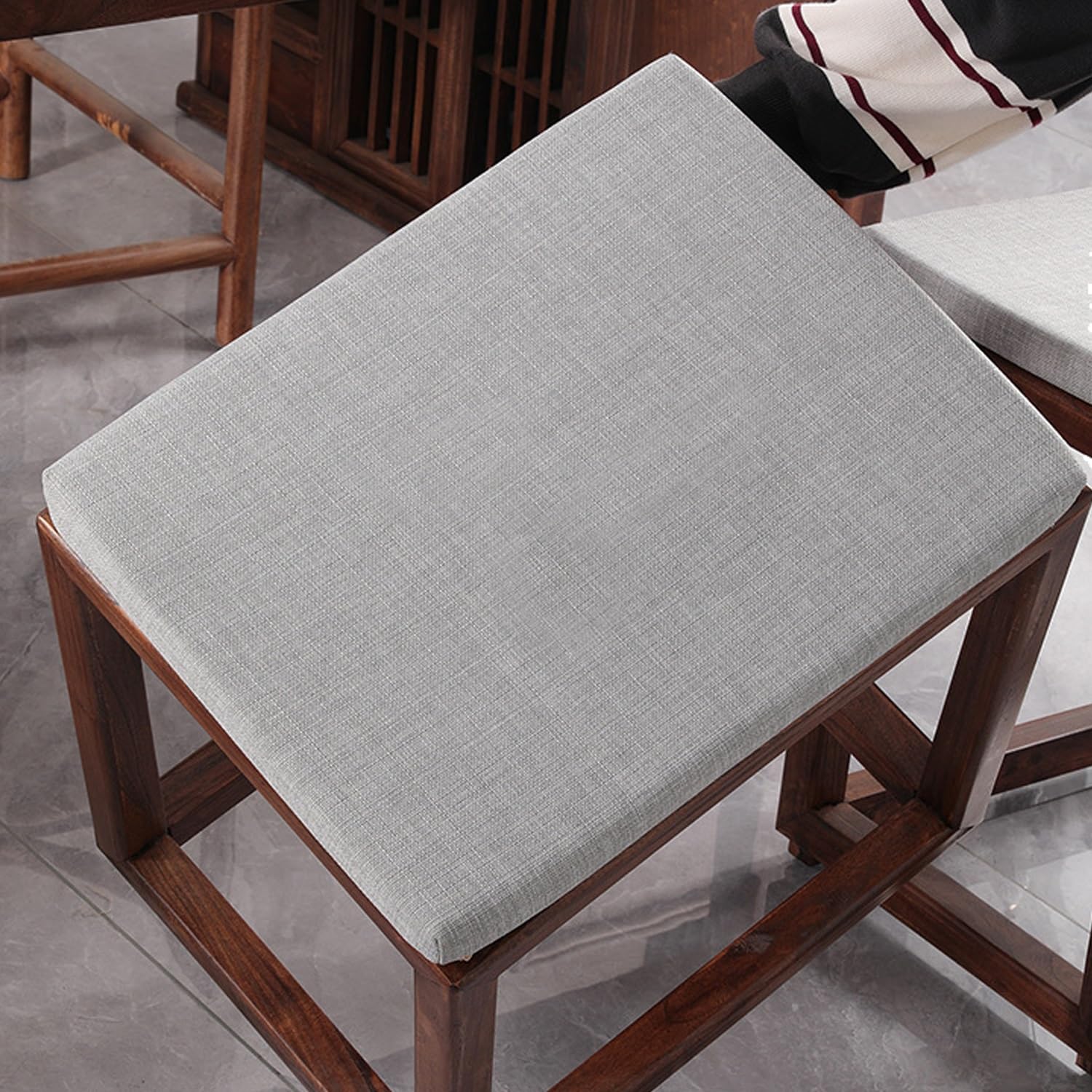 Set di 2 cuscini quadrati per sgabelli da bar e sedie da pranzo, cuscini antiscivolo con laccetti, cuscini spessi 7,6 cm, per casa, cucina, ufficio, bistrot, colore: blu navy (50,8 x 40,6 x 7,6 cm)