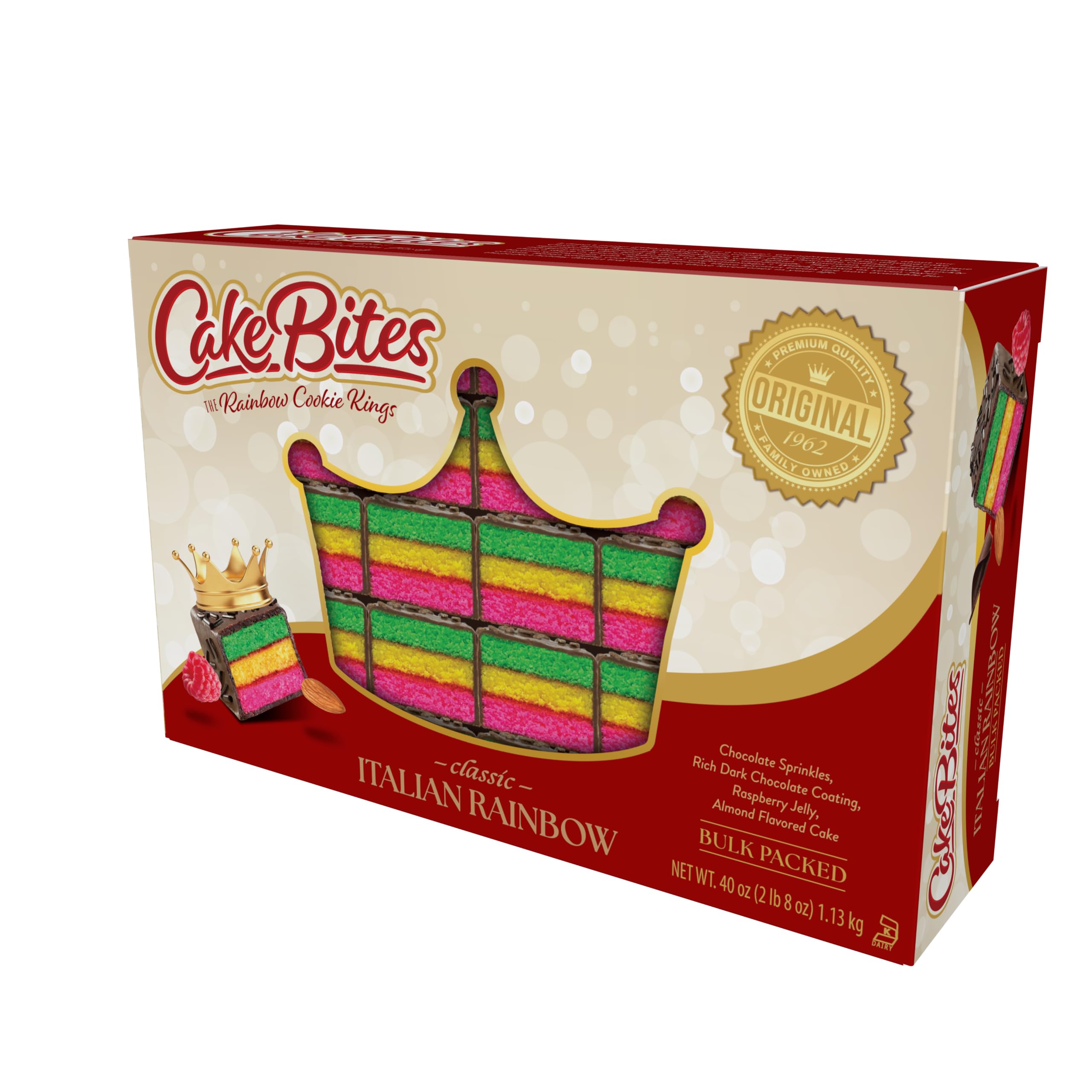 The Original Cakebites by Cookies United, Grab-and-Go Bite-Sized Snack (2lb, Italian Rainbow)