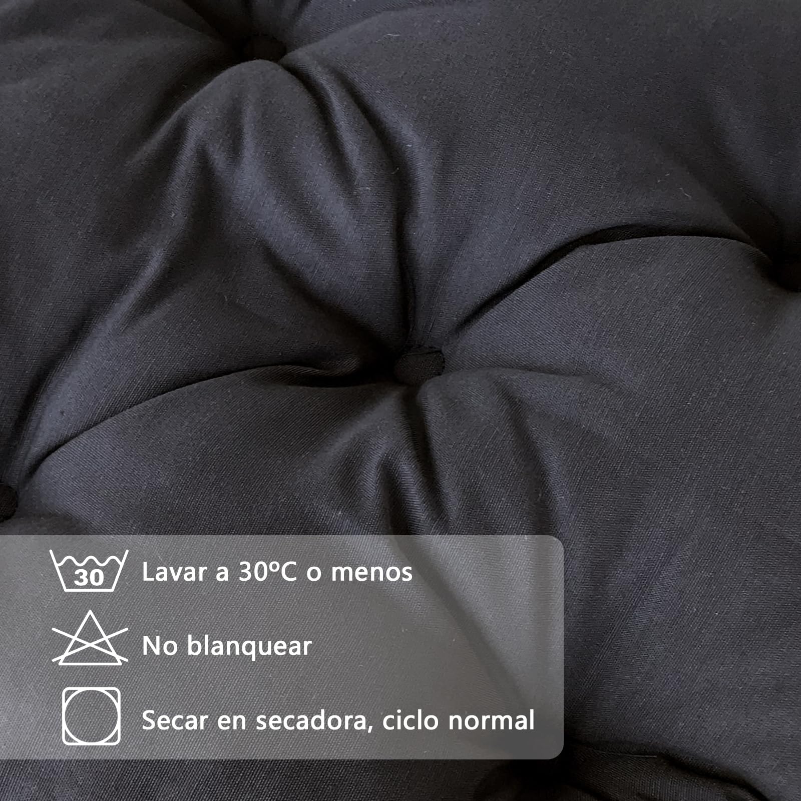 MORE FREE-Pack 6 Cojines para Silla,Cojin de Asiento Decorativo Funda de Poliéster y Relleno de Fibra Hueca 45x45x5cm,Ideal para Comedor, Terraza, Salón y Restaurante (Negro, Pack 6)