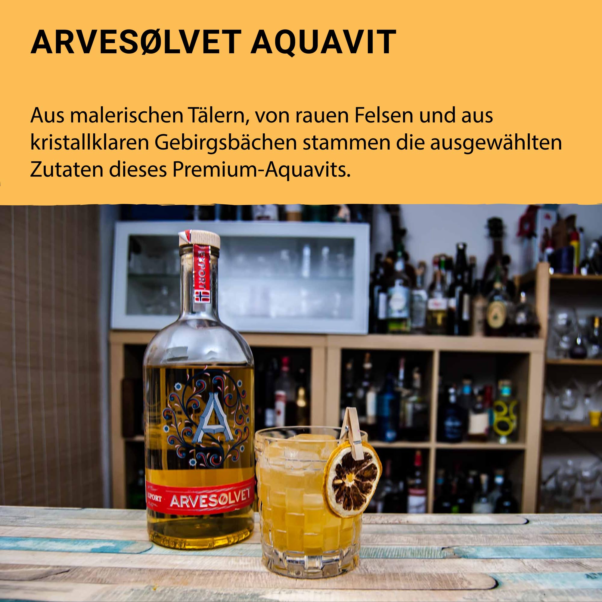 Arvesølvet Aquavit 1000ml I Auf Basis einer Kartoffelspirituose aus Norwegen mit leichtem Aroma von Anis, Orangenmarmelade & Lakritz I 40% vol.