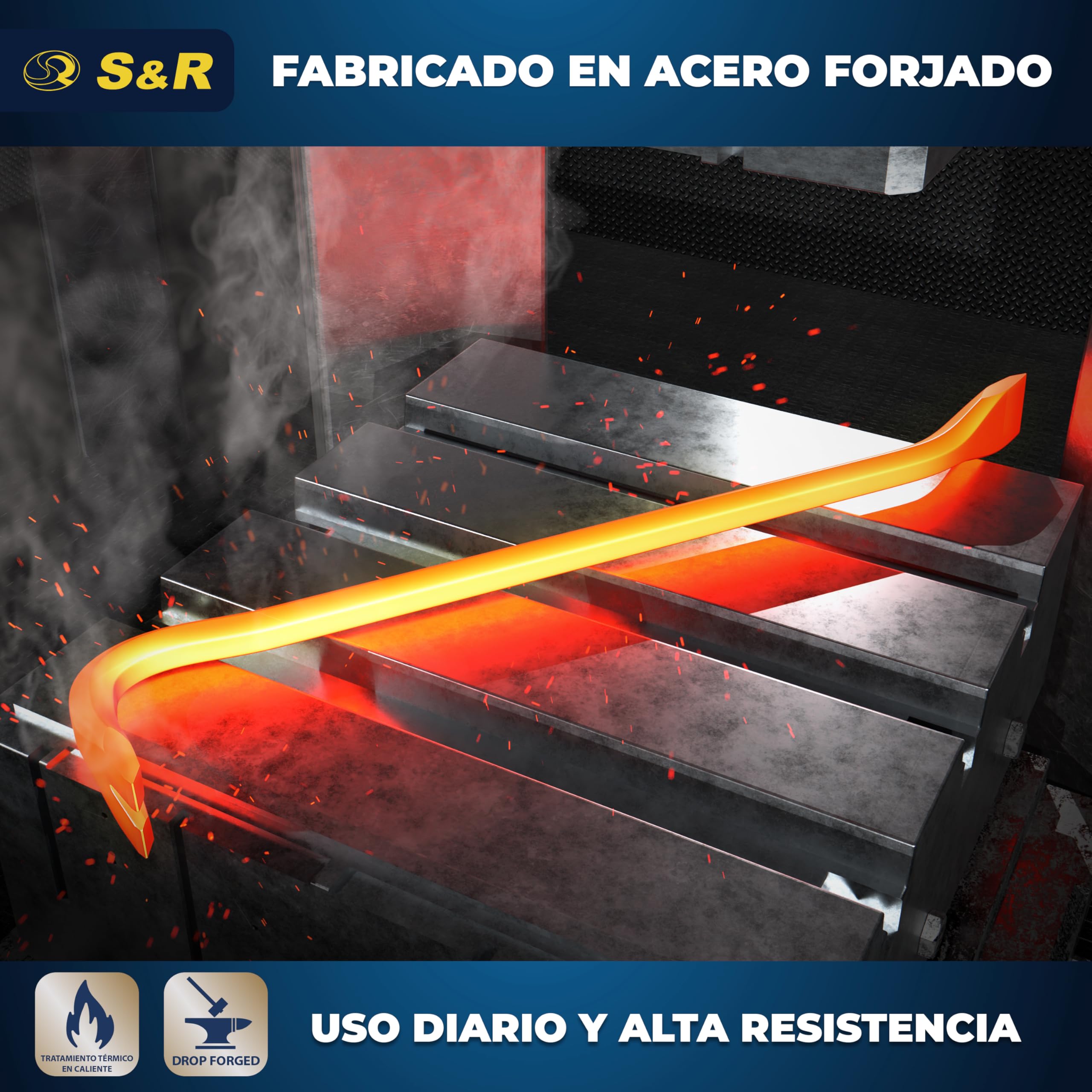 S&R 2 Palancas Sacaclavos Profesionales 50 cm y 80 cm – Barra Desencofrador Pata de Cabra Grande y Pequeña para Palets de Madera Clavos Mamposteria.