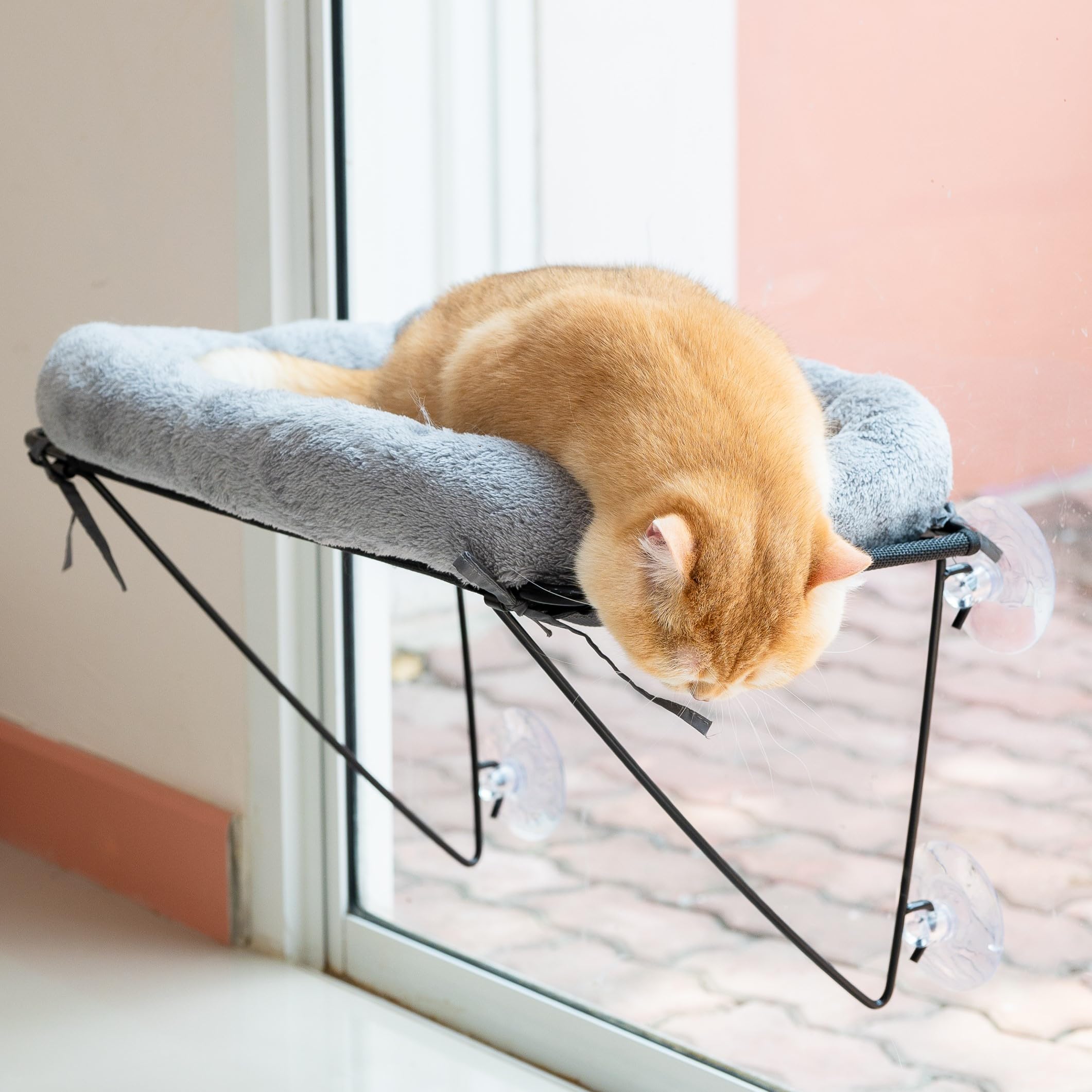 Percha para ventana de gato, hamaca suave para gatos en el interior, ventana de percha para gatos, hamaca para ventana de gato, ventana de cama para gatos, 4 ventosas grandes, cómoda cama con ventana