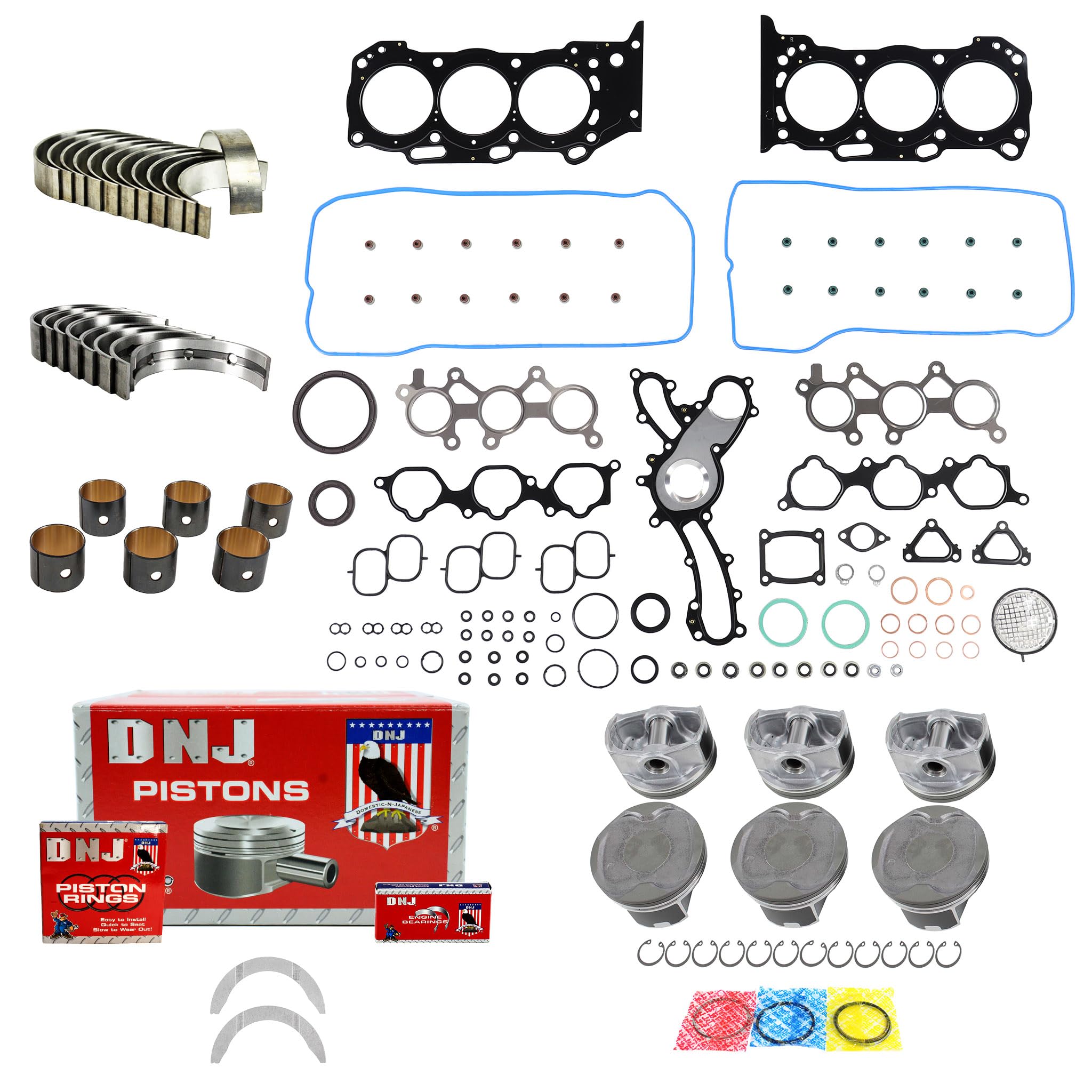 DNJ EK968 Engine Rebuild Kit for 2005-2018 Lexus, Toyota Avalon, Camry, ES350 3.5L V6 24V DOHC 3456cc