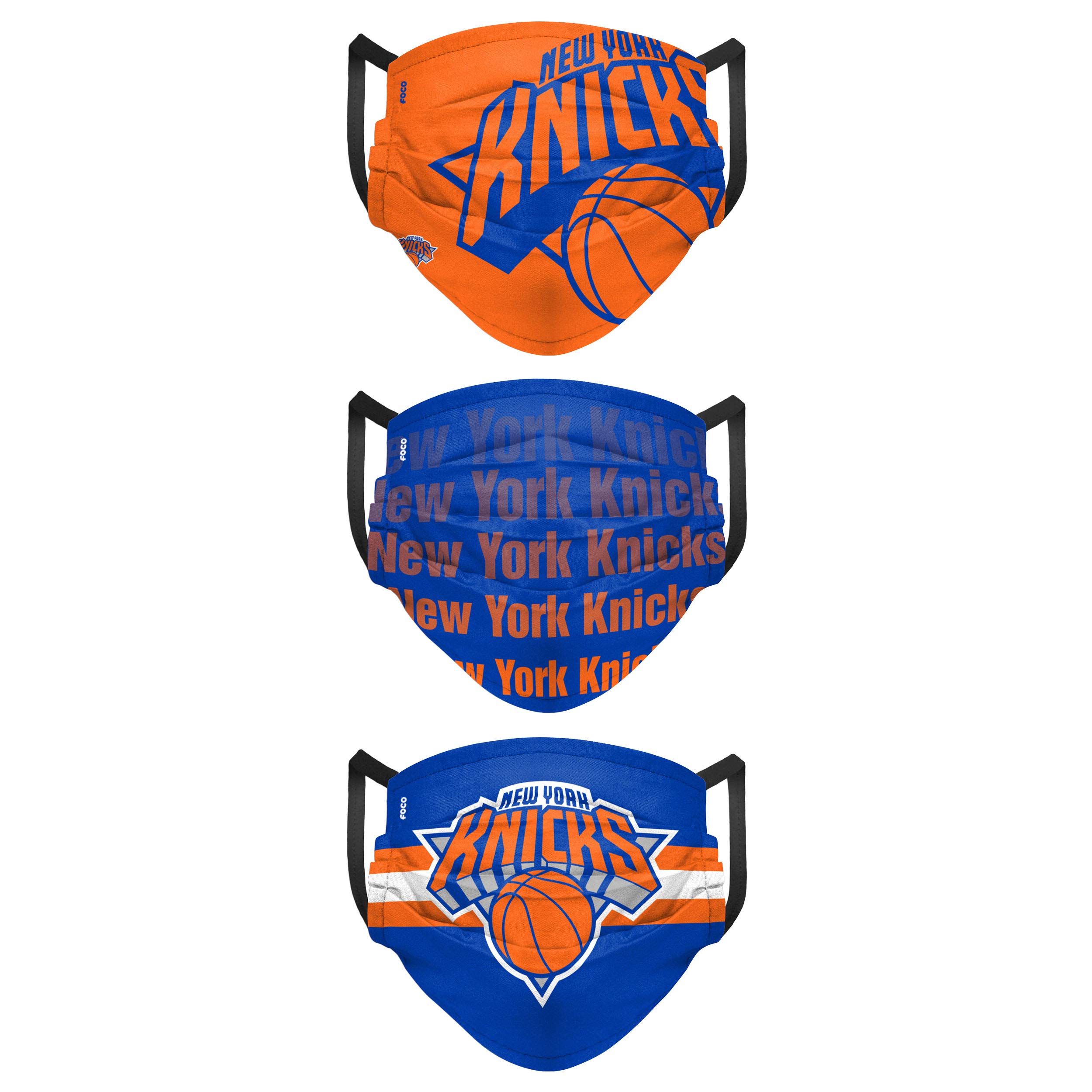 FOCO New York Knicks NBA Matchday Face Cover - Youth - 3 Pack
