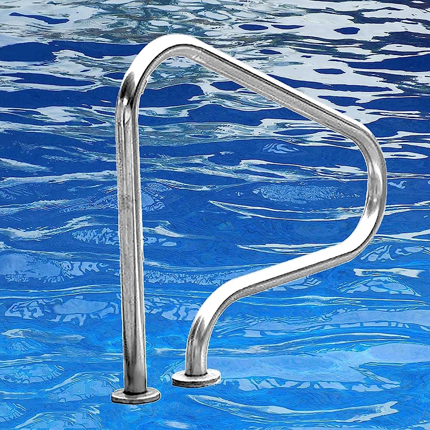 Main courante de piscine en acier inoxydable 1,5 mm, fixation sur platine contre le vacillement