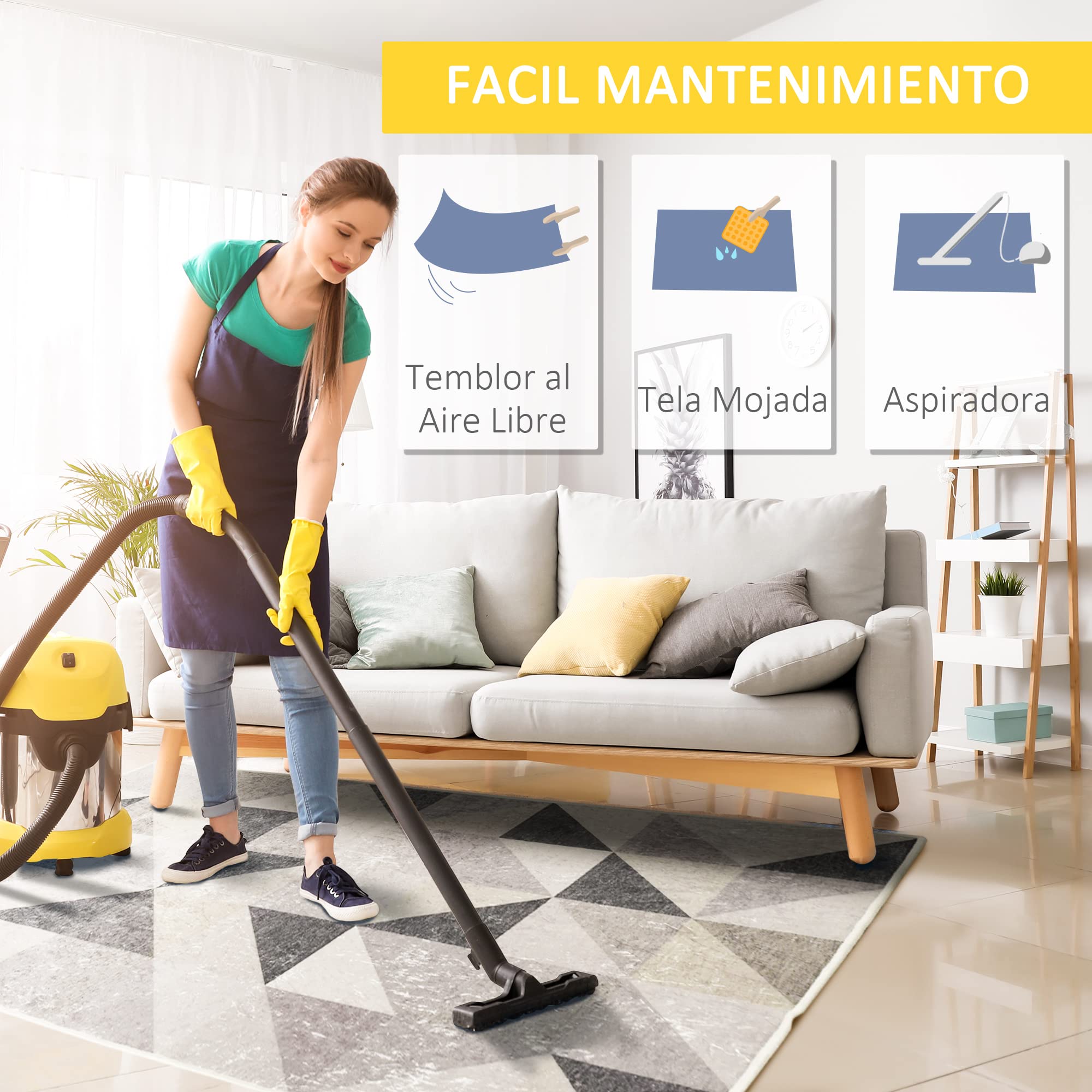 HOMCOM Alfombra de Salón con Base Antideslizante 230x160 cm Multicolor | Moderna, Terciopelo Diamante, Alfombra Geométrica, para Dormitorio, Oficina, Estudio