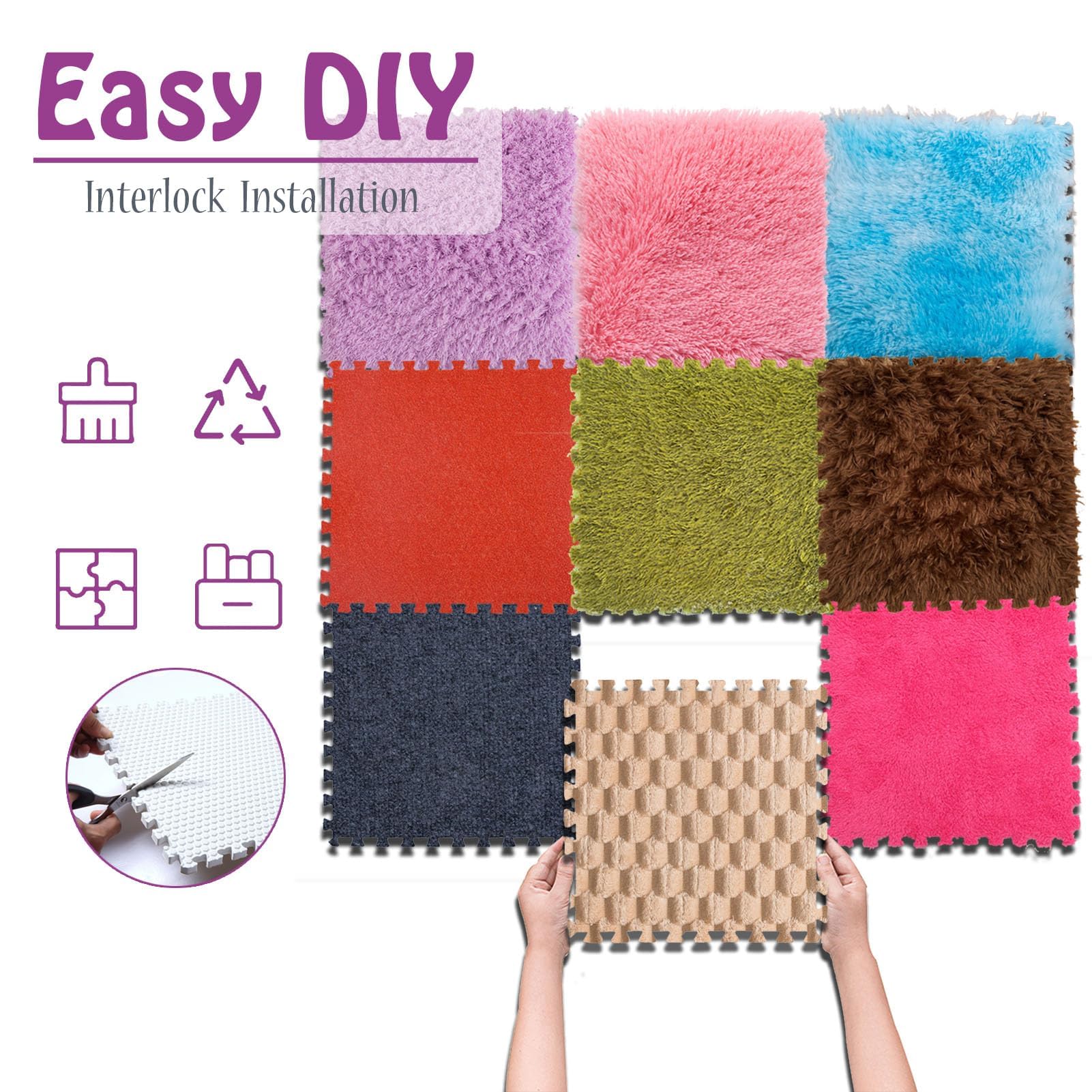 Alfombra Sensorial Bebe Entrelazada - 9 Texturas | Baldosas Sensoriales Antideslizantes para Niños Autistas | Tapete de Juego Táctil con Espuma Suave | Juguete Educativo Multisensorial (9 Piezas)