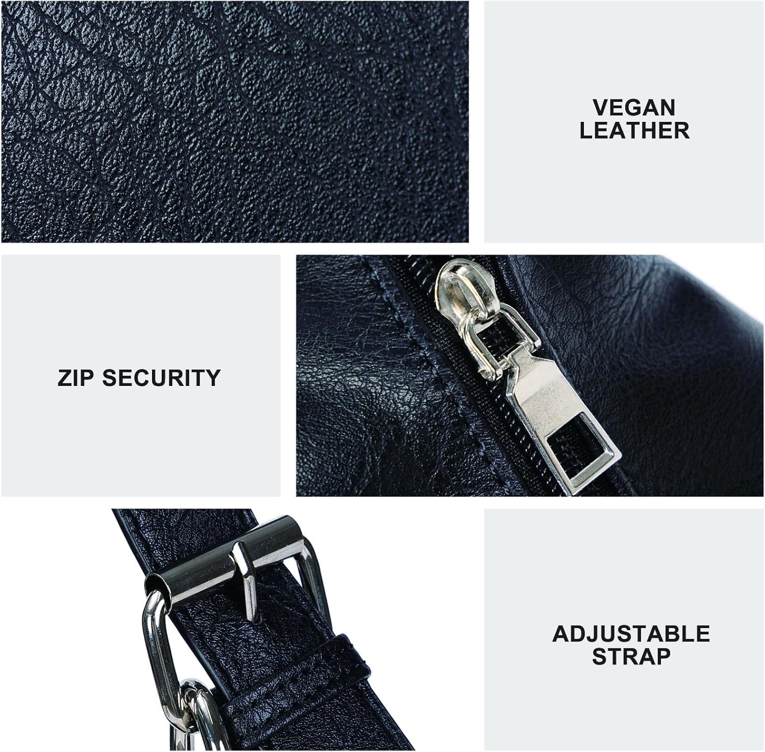 Large Hobo Bags for Women Slouchy Shoulder Tote - Vegan Leather Purse with Zipper, Foldable Crossbody Handbag for Work Travel - Image 5