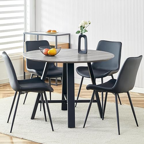 Miniatura 26 de Juego de mesa de comedor redonda para 4, mesa de comedor y sillas de cocina moderna para 4,42 pulgadas, juego de mesa de comedor para 4, juego de