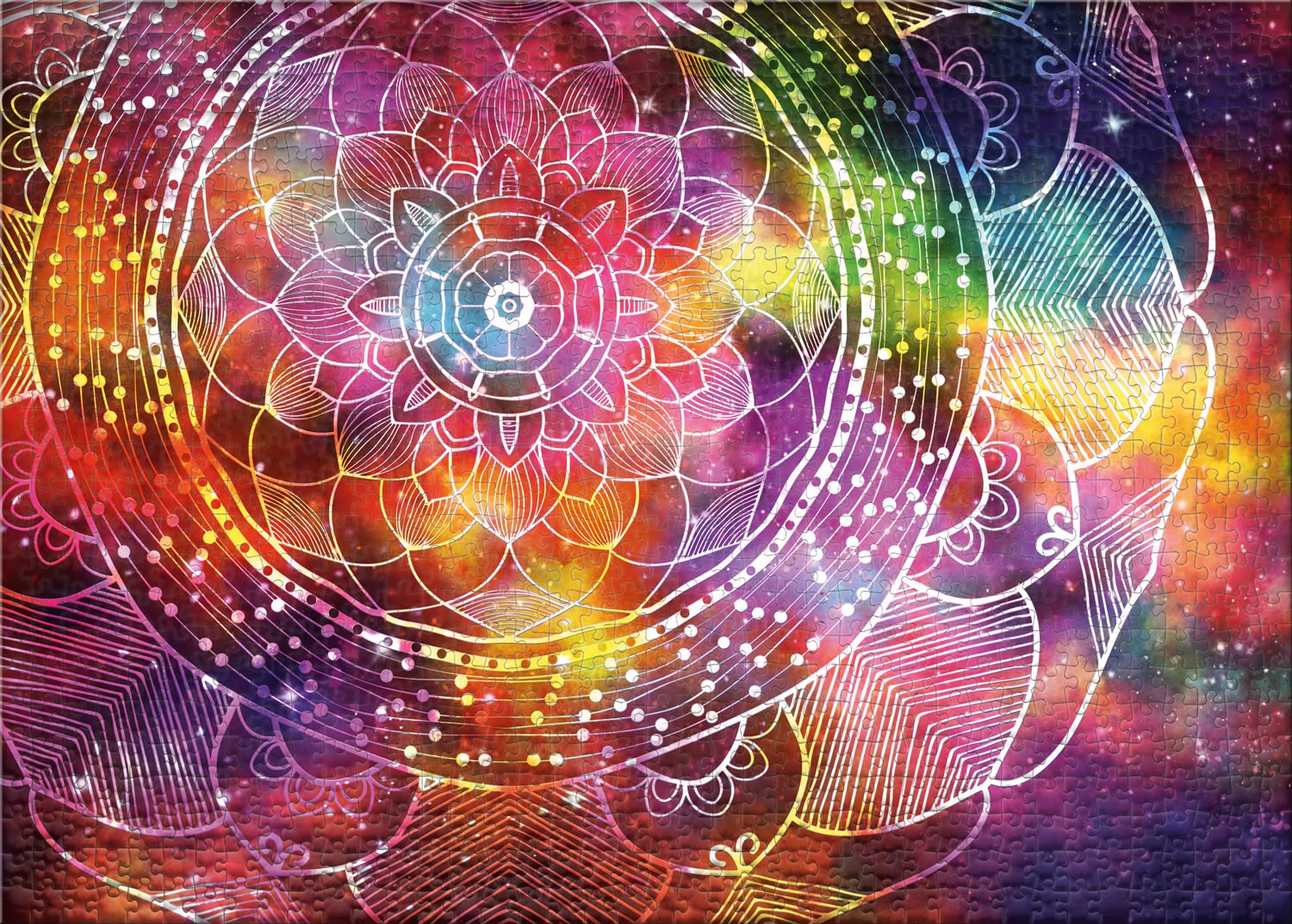 Ulmer Puzzleschmiede - Puzzle "Kolorowa mandala" – klasyczne puzzle 2000 elementów – kolorowa mandala jako puzzle z delikatnym geometrycznym wzorem linii – efektowne puzzle dla dorosłych