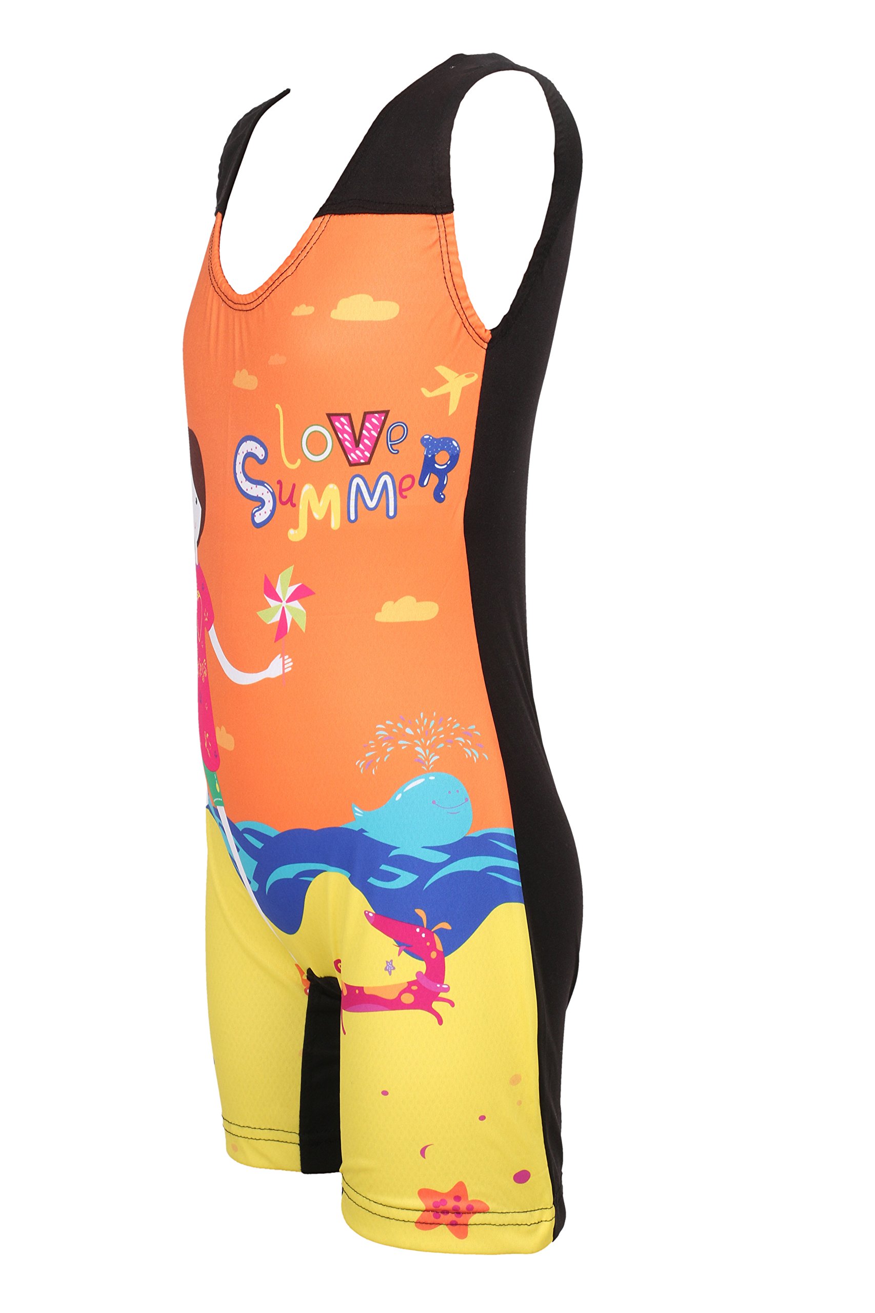 ZIUM Girls 2 Way Stretchable Poly-Jersey Digital Printed Swimsuit for Girls Long