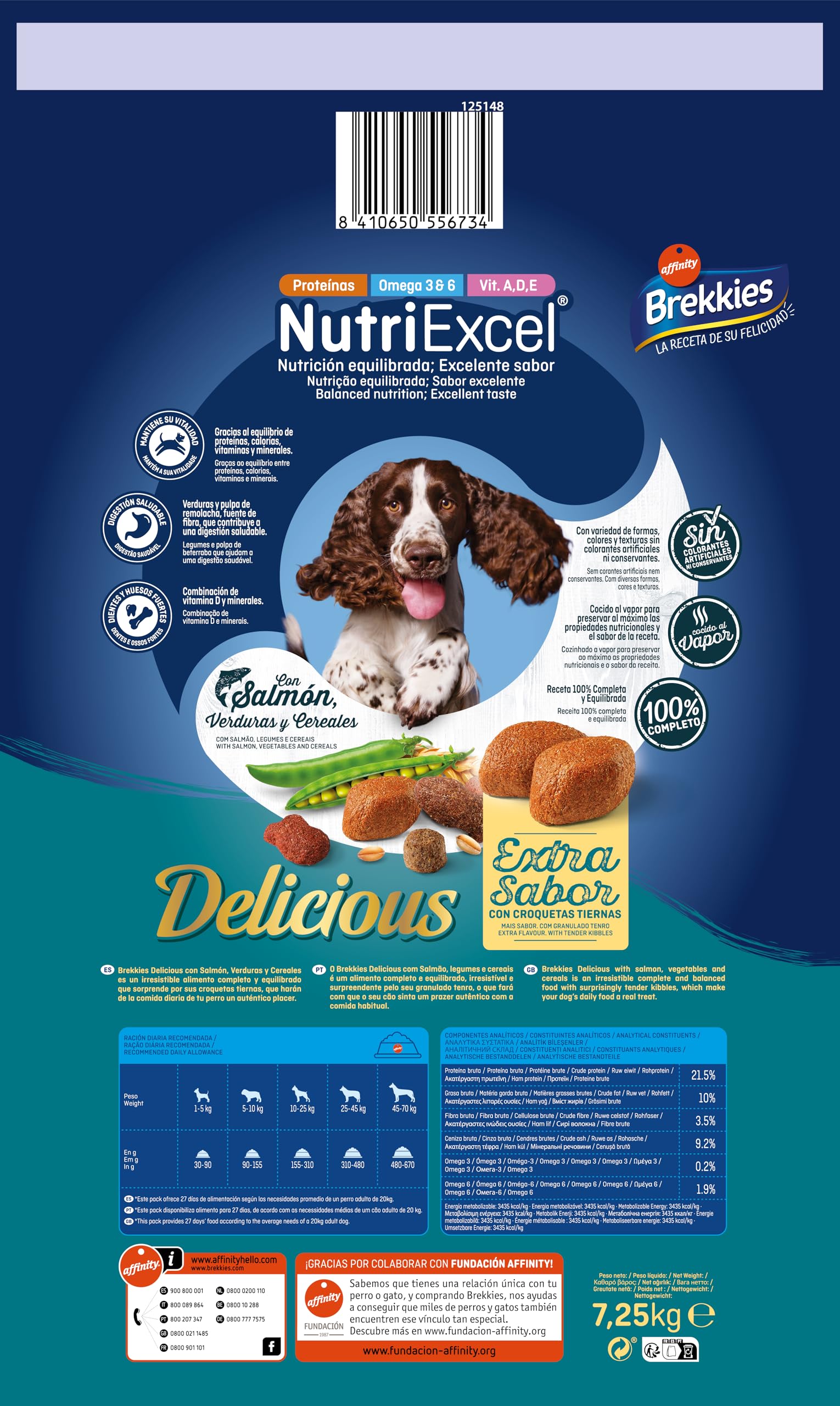 Brekkies Delicious Croquettes pour Chiens Adultes avec Saumon 7,25 kg