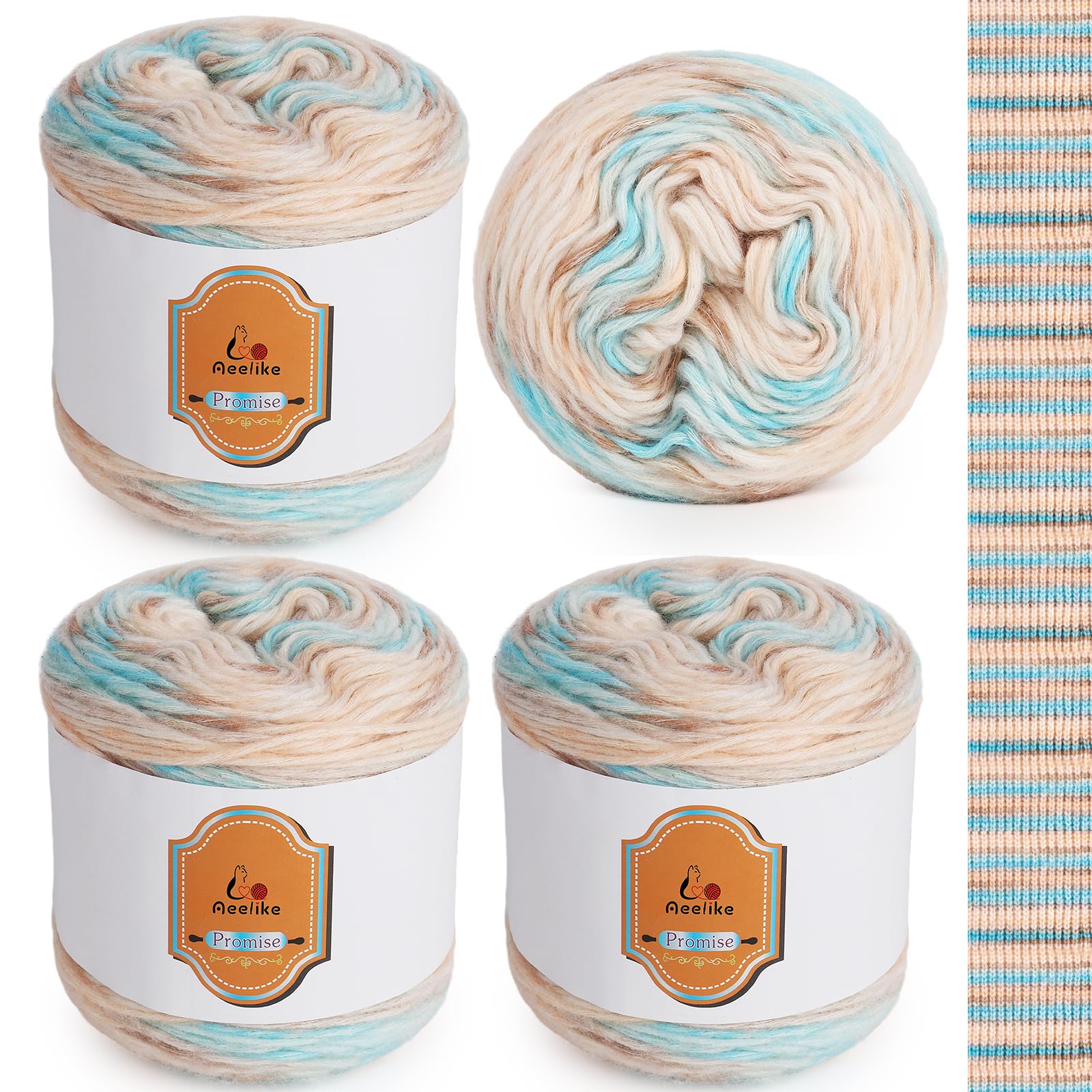 Aeelike 400g Yarn Cake Ombre, 55% Cotton 34% Acrylic 11% Polyester
