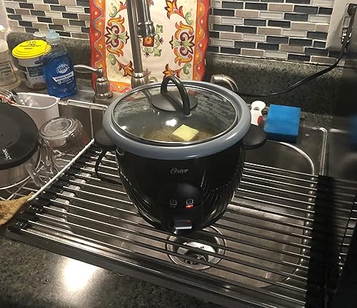 Miniatura 2 de Escurreplatos plegable de acero inoxidable se enrolla ideal para fregadero escurridor de cocina con silicona color negro 205 x 1313 pulgadas