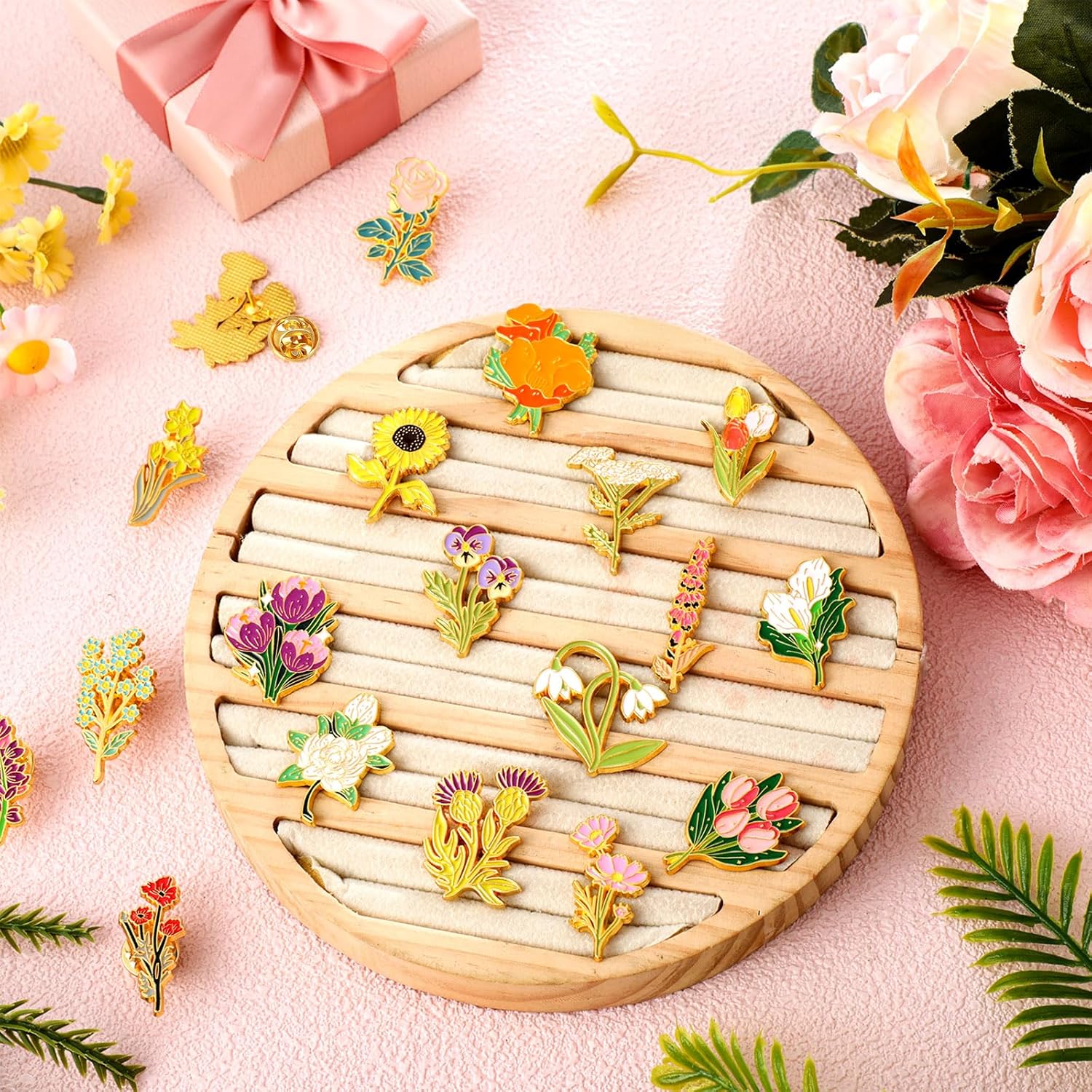 Tondiamo 54 Pieces Enamel Pins Set Wildflower Enamel Pins Daisy Award Pin for Nurses Flower Brooches for Backpacks Bags Hats Clothes Spring Wildflower Birthday Nurse Day Party Favor - Image 6